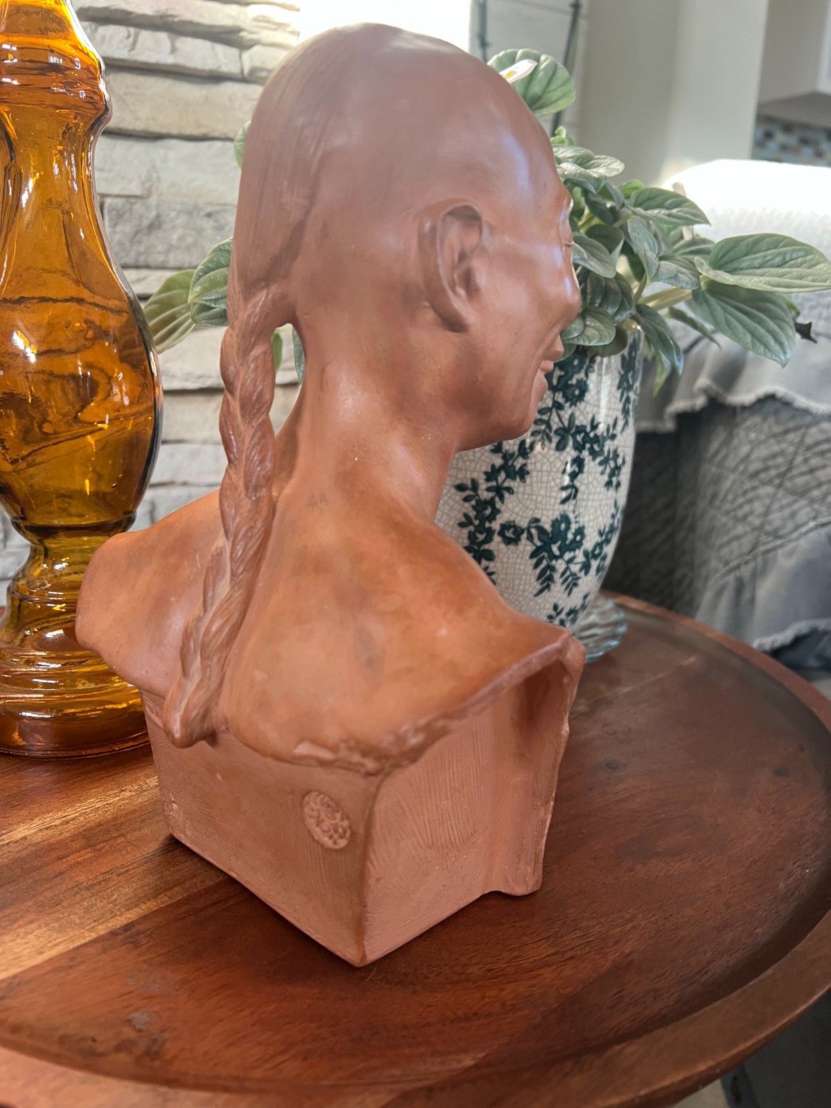 Antique Sculpture Bust Signed Jean Mich, Chinese Man Chih Fan Han Yang, Paris