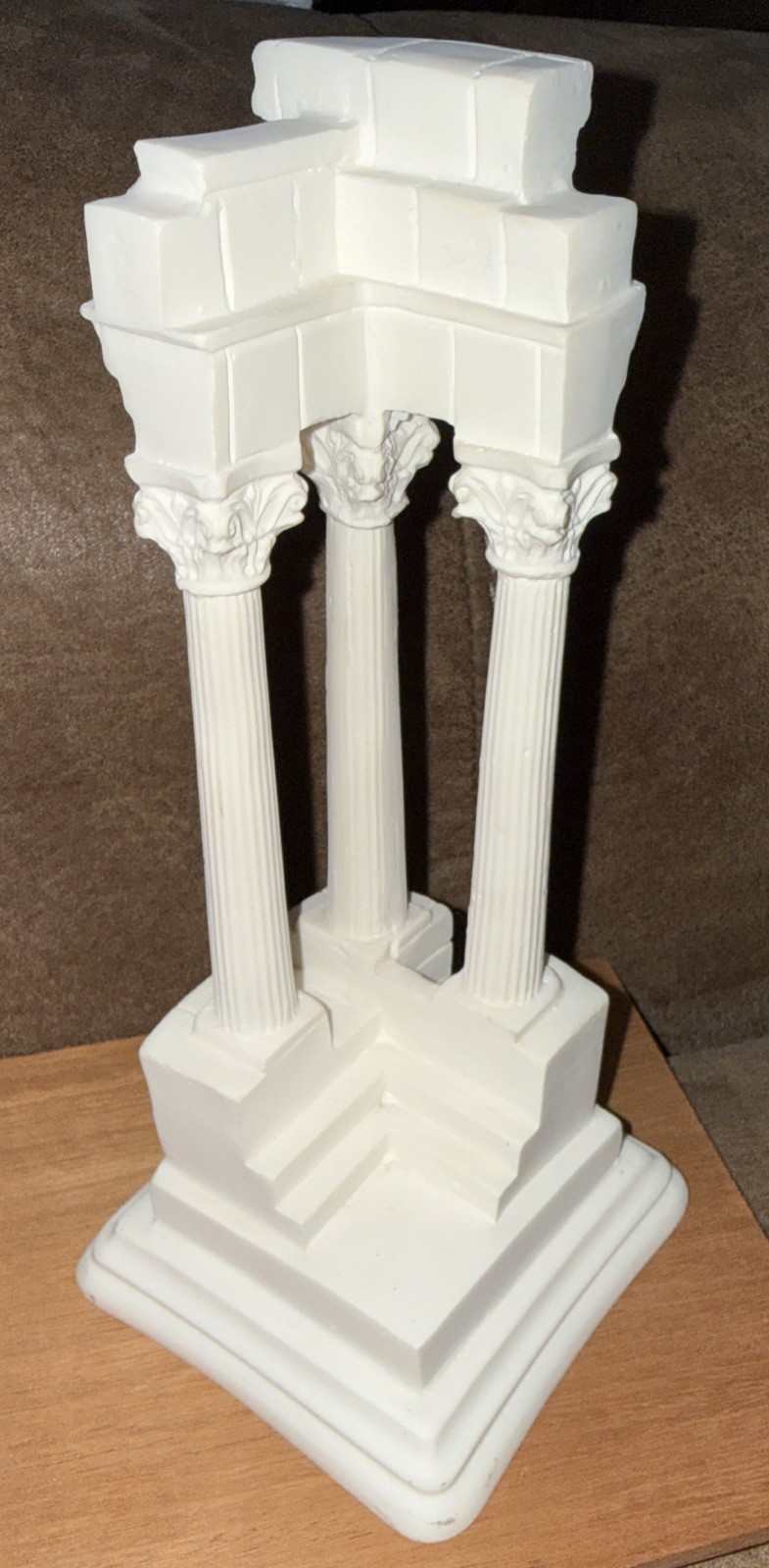Ancient Greek Temple Ruins Corinthian Order Columns Cast Marble Statue Sculpture