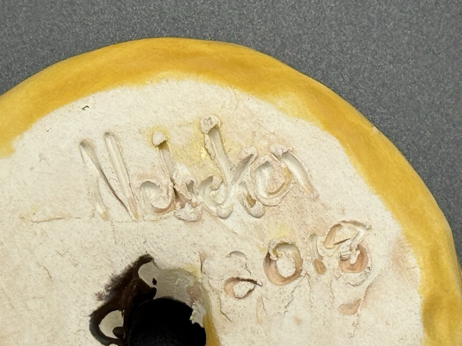 Jeff Nebeker Ceramic Chocolate Glazed Donut Sculpture 2018 Signed