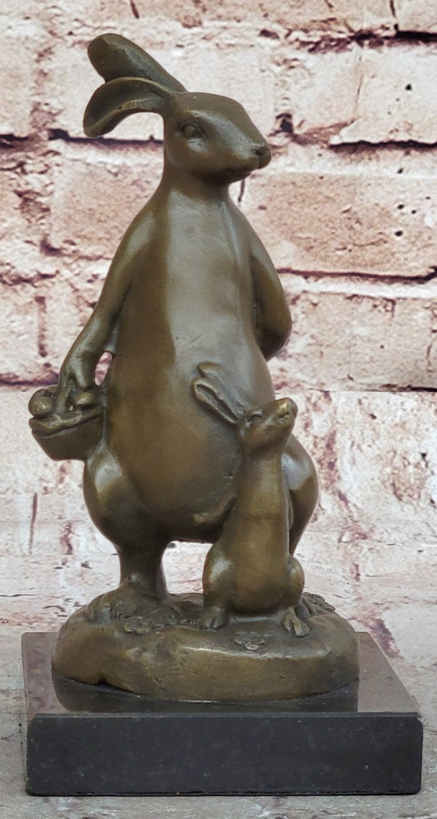 BRONZE BABY JACK RABBIT BUNNY STATUE, INDOOR OUTDOOR GARDEN SCULPTURE FIGURINE S