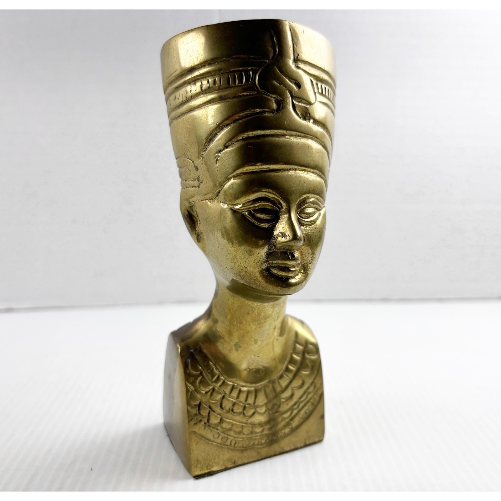 Nefertiti Solid Brass 6&Prime; Bust Made In India Felt Bottom Original Sticker