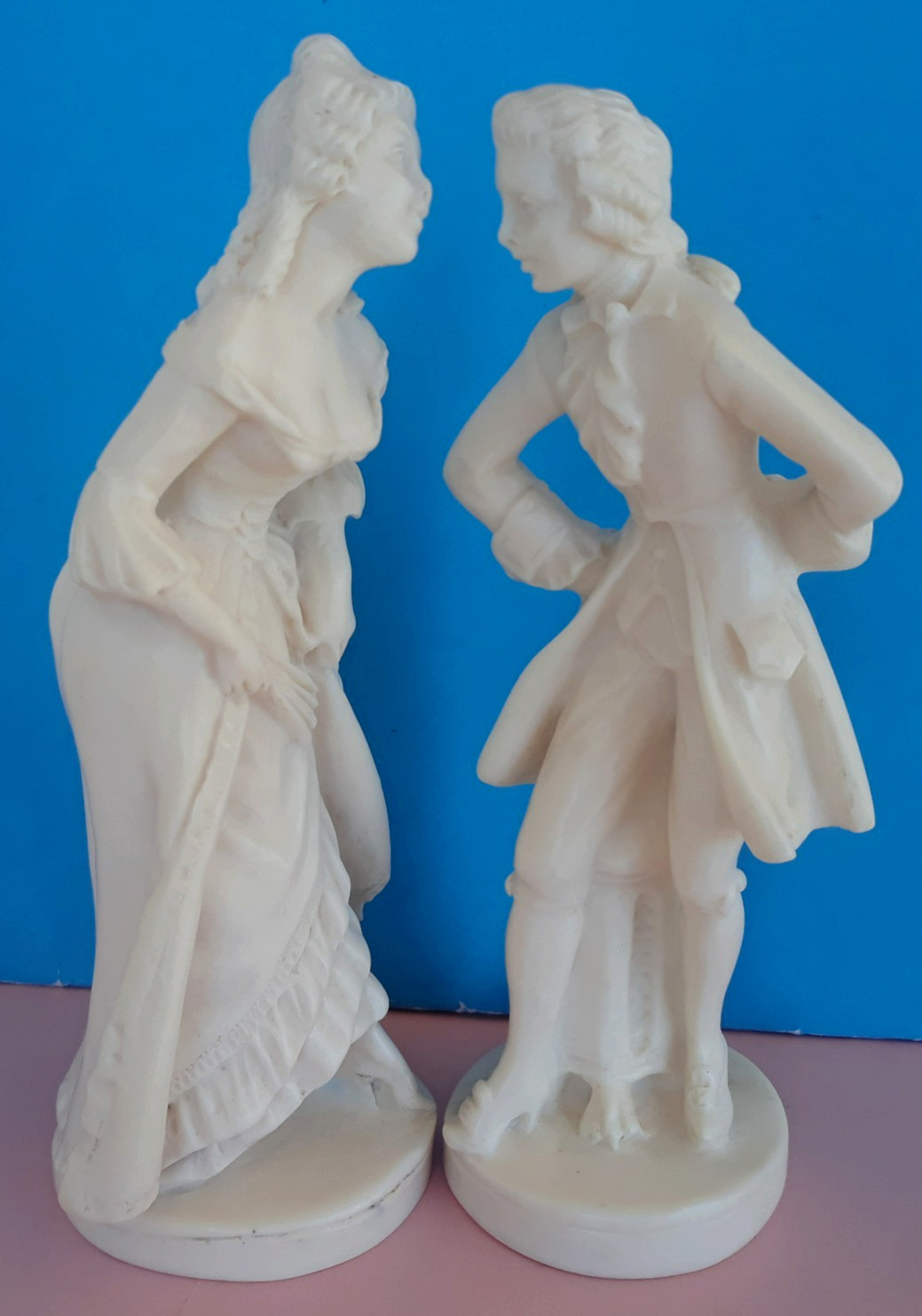 Vintage A. Santini ~ Sculpture Colonial Victorian Man Woman Couple Signed Italy