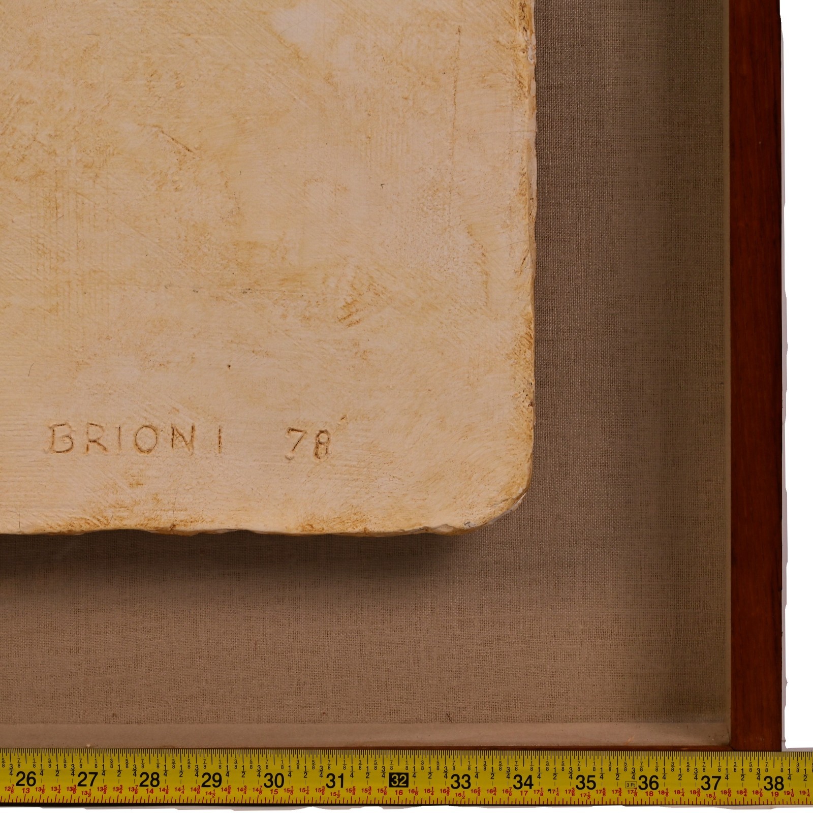 BRIONI Original Vintage Signed Bas Relief Plaster Wall Sculpture Floral Painting