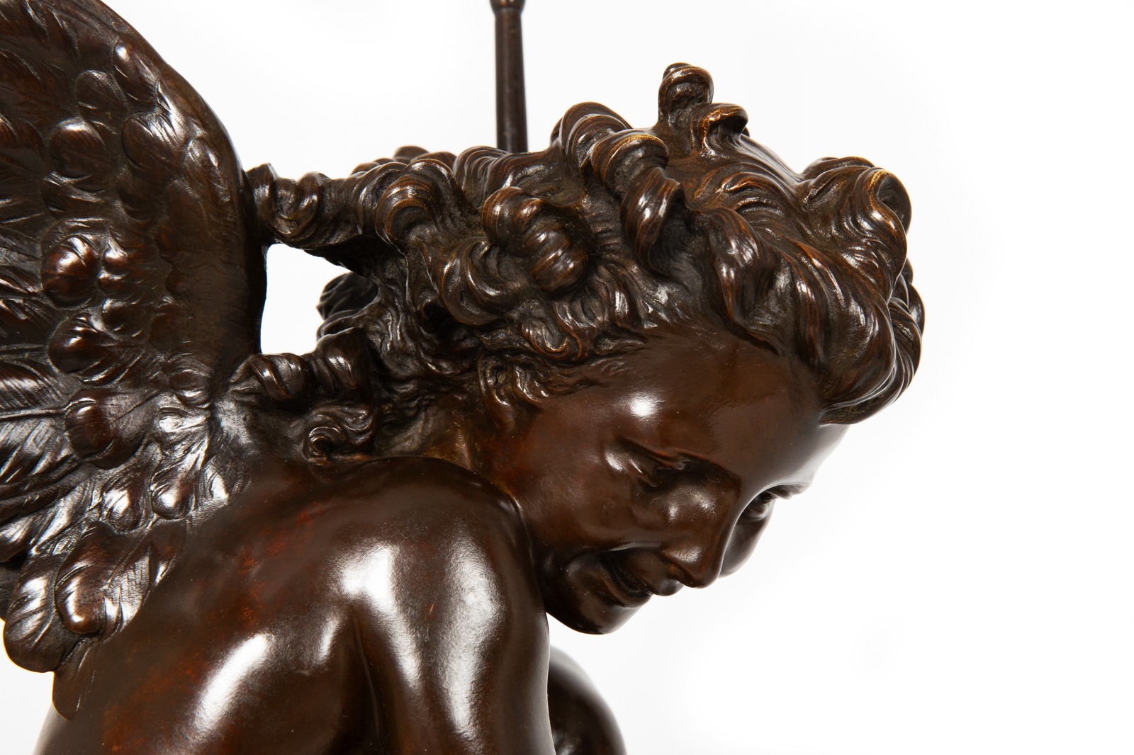 Italian Antique Bronze Sculpture « Genius of Franklin » by Giulio Monteverde
