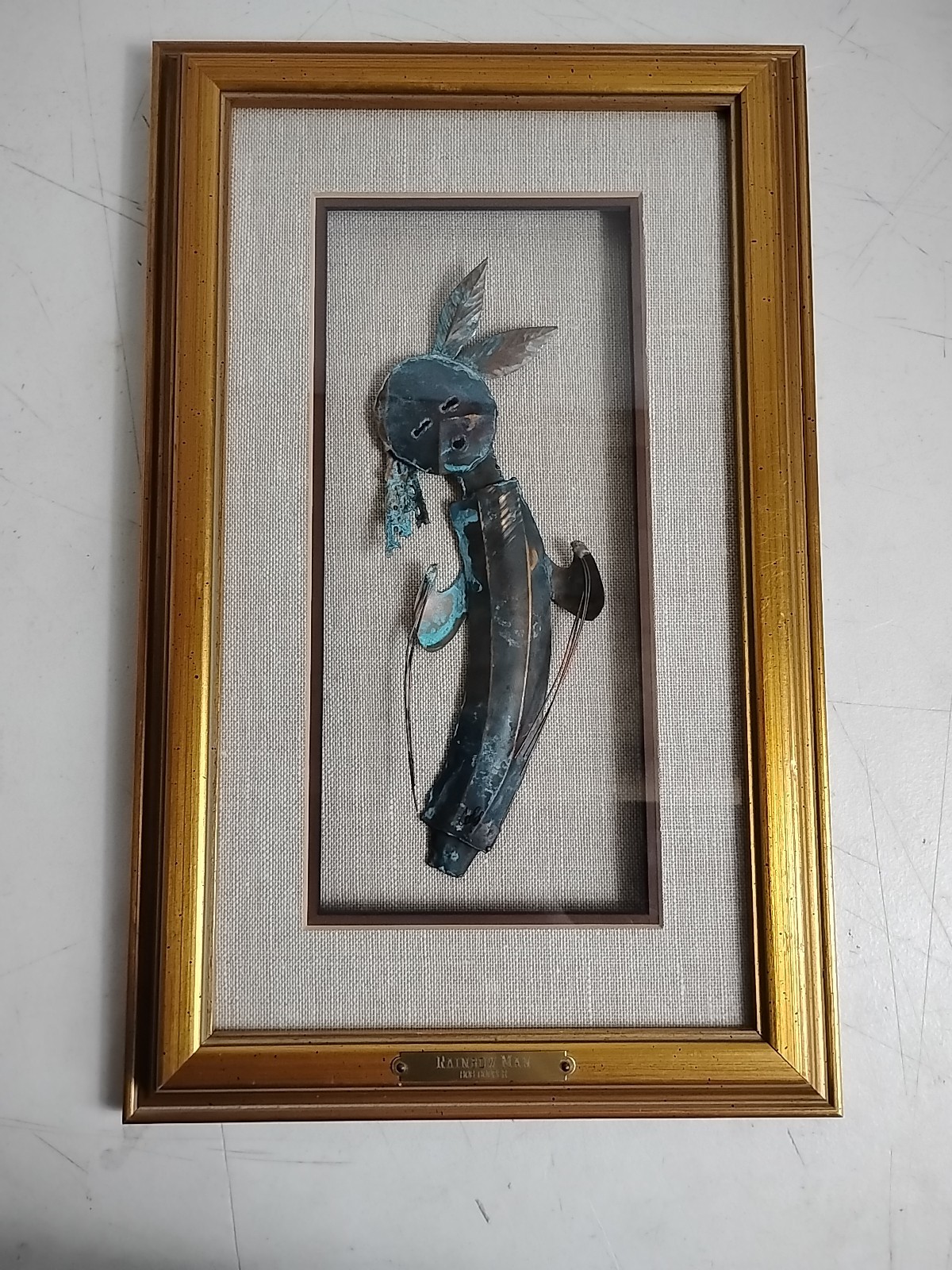 Bob Cooper Copper Rainbow Man Sculpture Shadow Box Frame Beautiful And Unique