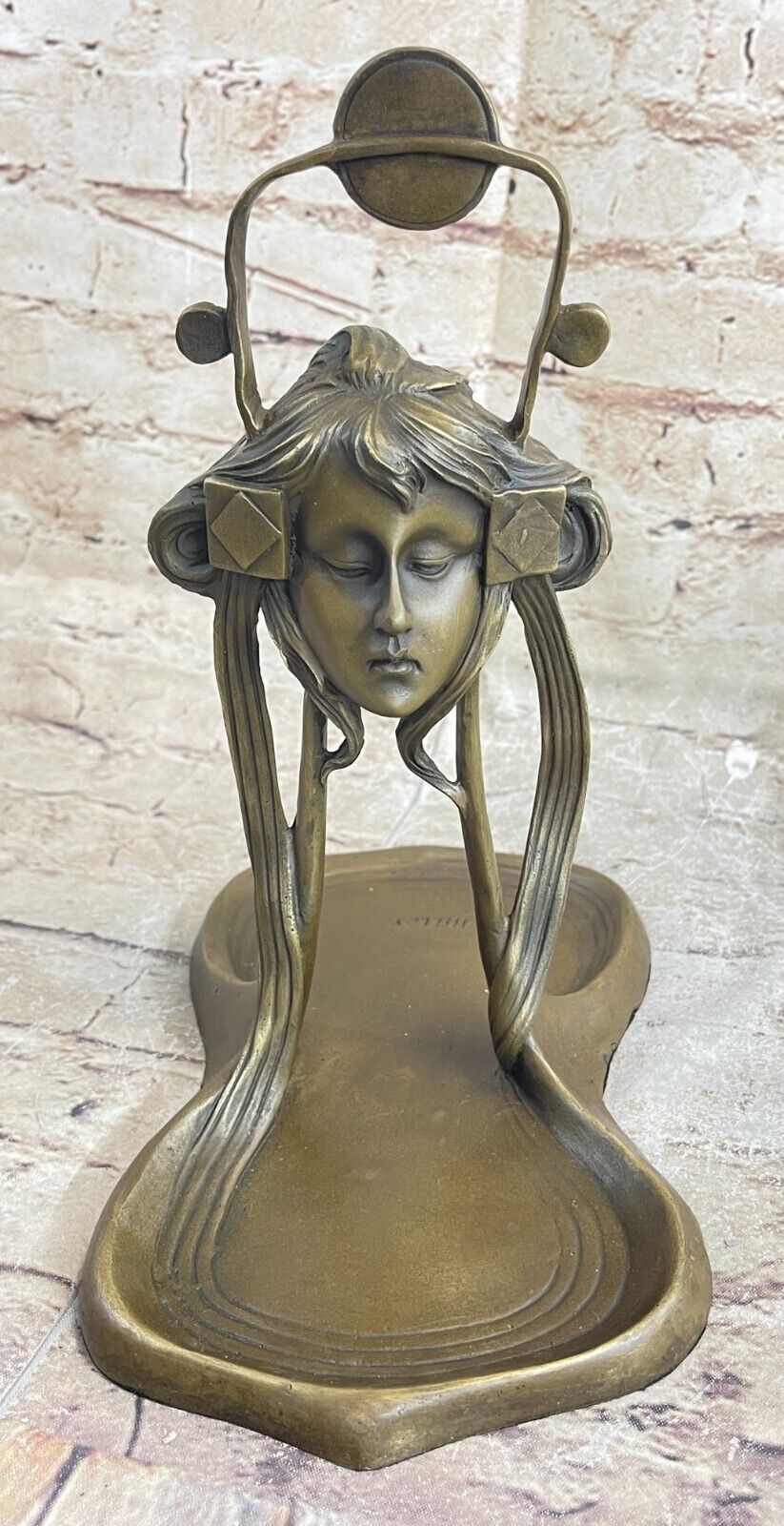 Vintage Production Art Nouveau Brass or Bronze Calling Card Jewelry Tray Spain