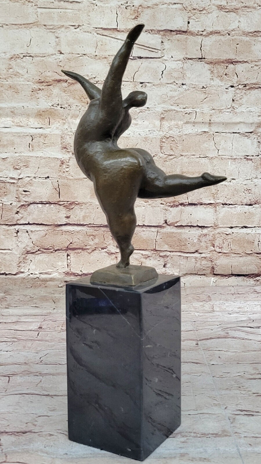 VINTAGE ABSTRACT MODERN ART CAST BRONZE STATUE MARBLE BASE FIGURINE FIGURE DECOR