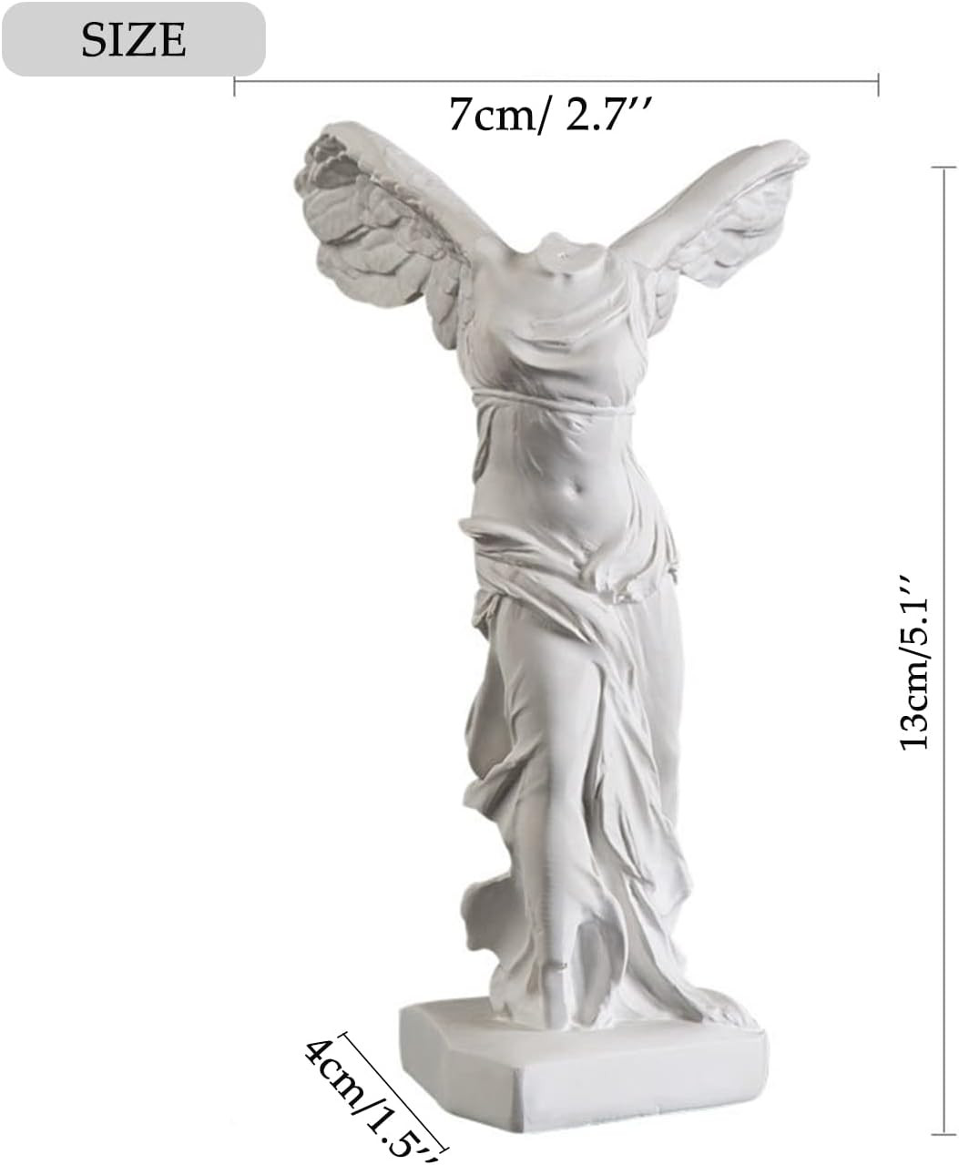 Winged Victory of Samothrace Bust Statue for Home and Office Decor, 5.1