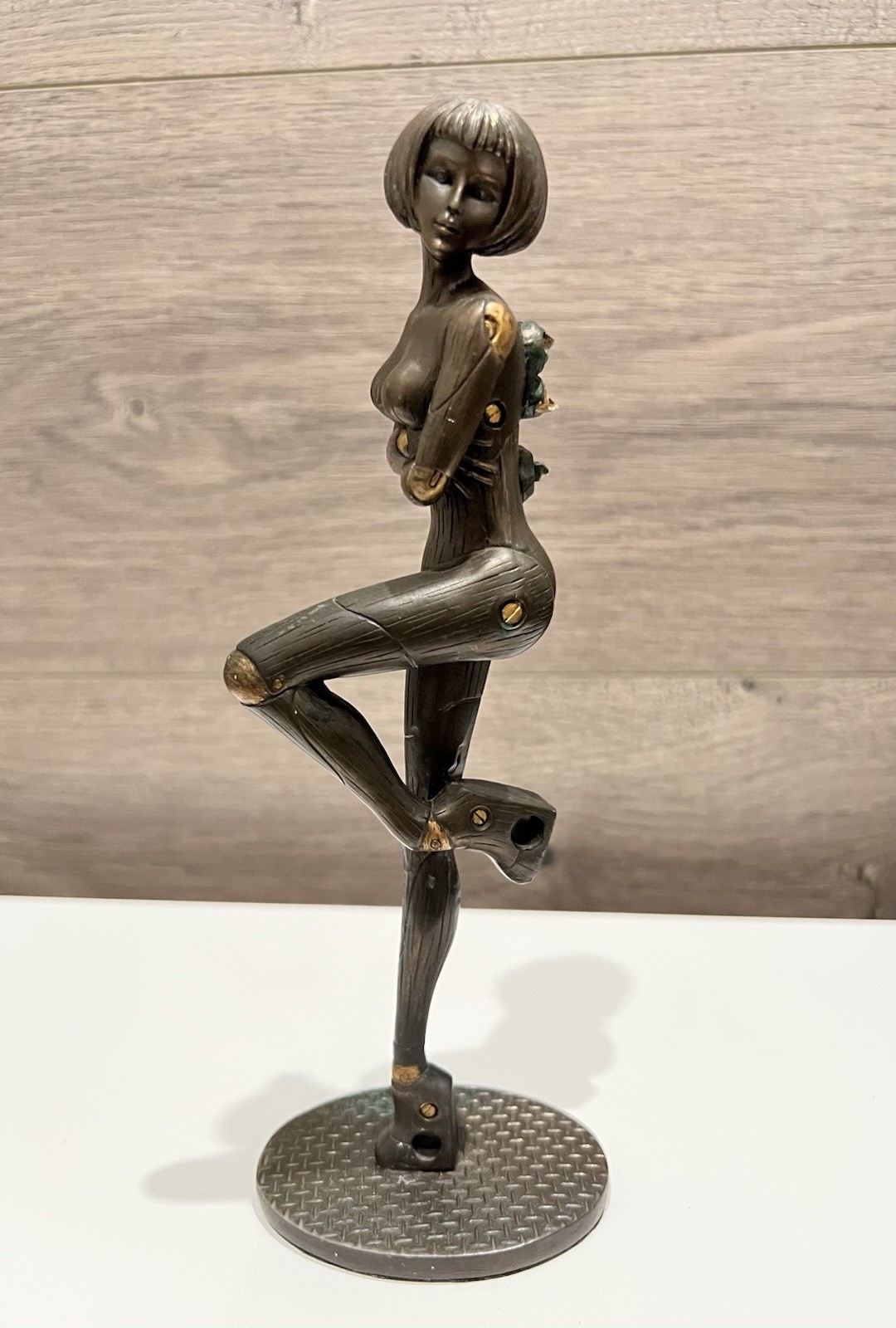Sexy Robot In Heels Standing On One Leg Brown with Bronze High Lights 8.5”
