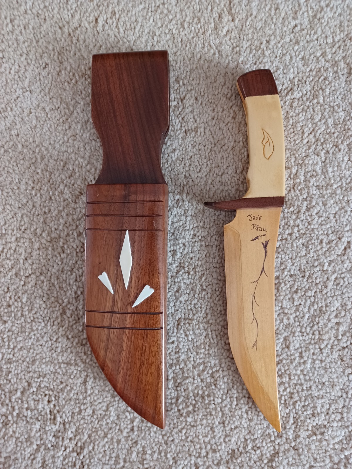 Hand Carved Decorative Knife By Jack Pfau In Burlington Iowa Art Nice Piece