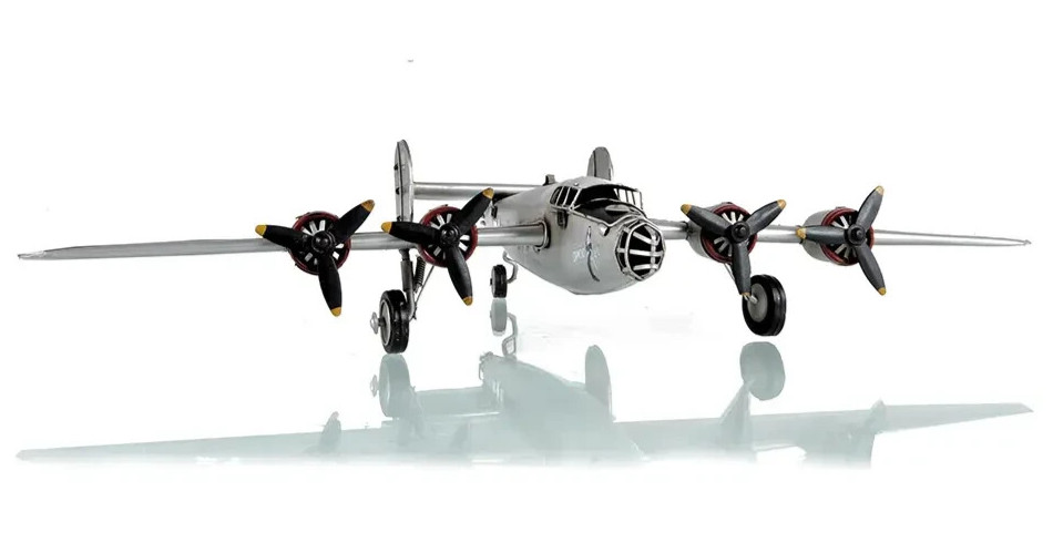 Consolidated B-24 Liberator 1941 Bomber Metal Model 13.25&Prime; WWII Airplane Decor