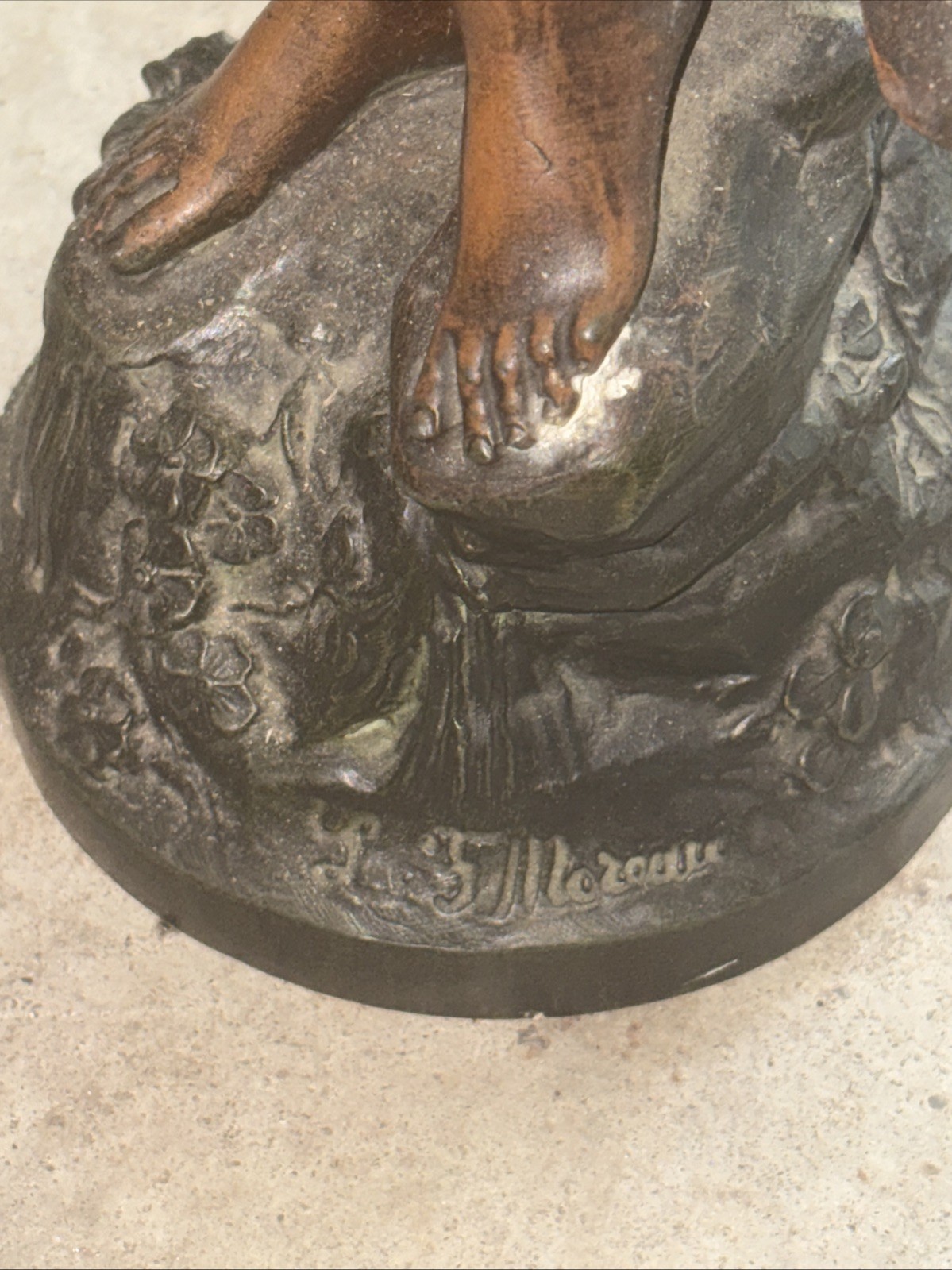 Antique Art Nouveau « Charmeuse » Spelter Statue – Moreau Style – 18