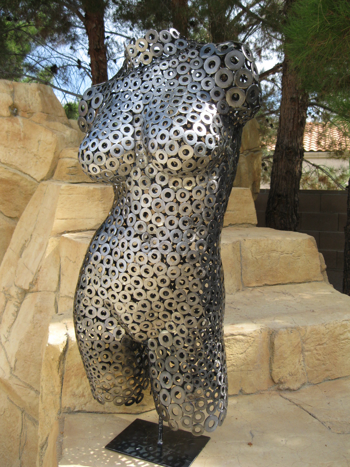 Black Metal Art Sculpture Home Decor female torso by Holly Lentz