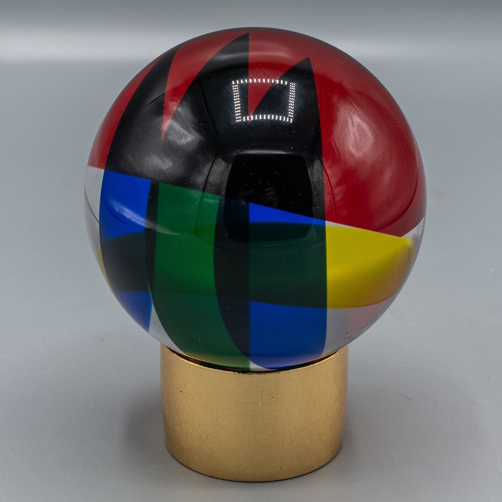 Vasa Mihich Optical Art Sculpture Acrylic Sphere 3 1/2&Prime; Signed & Dated 2010