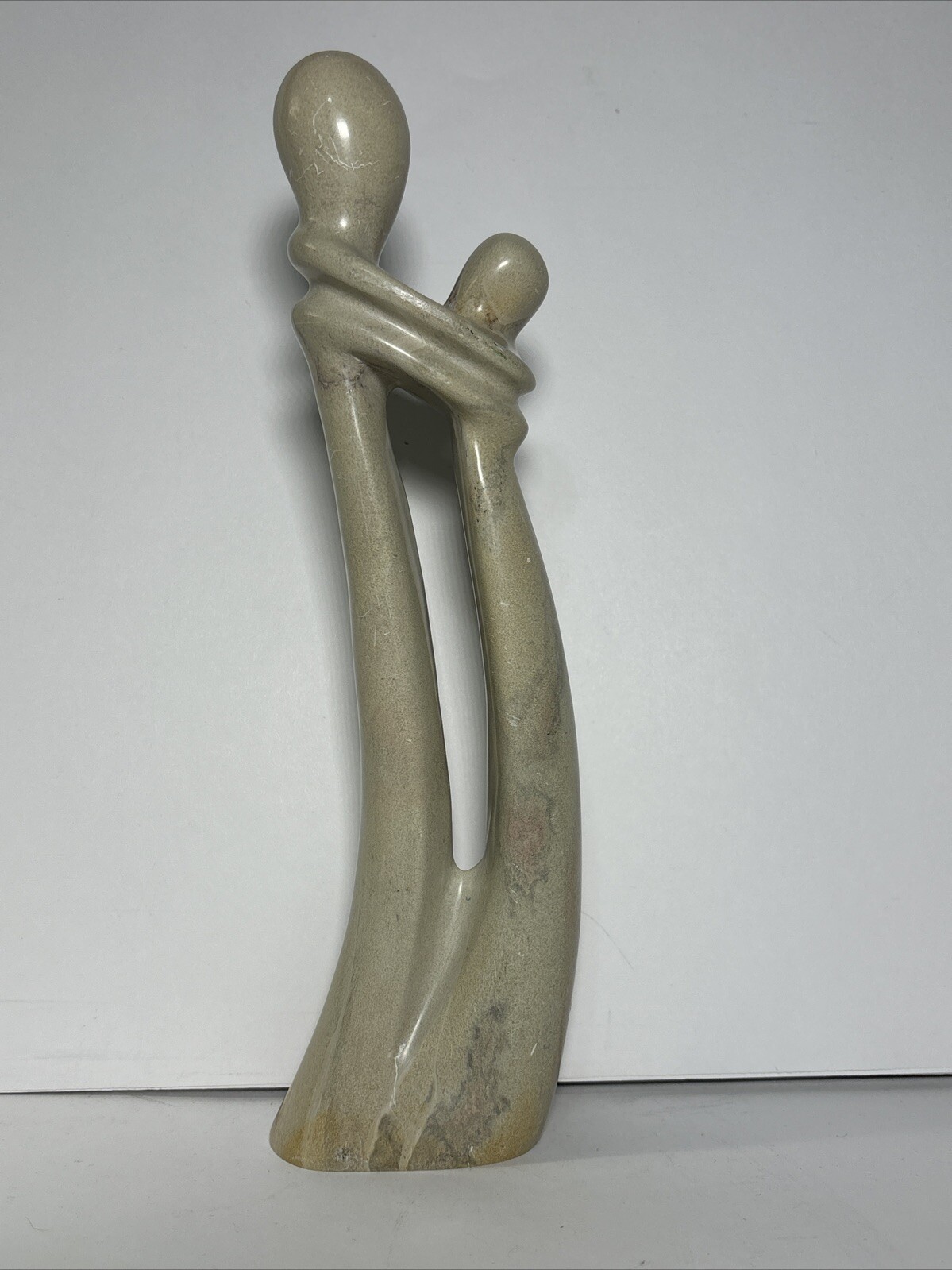 Modernism Art 11” Soap Stone Sculpture of Two People Embracing – Figurine