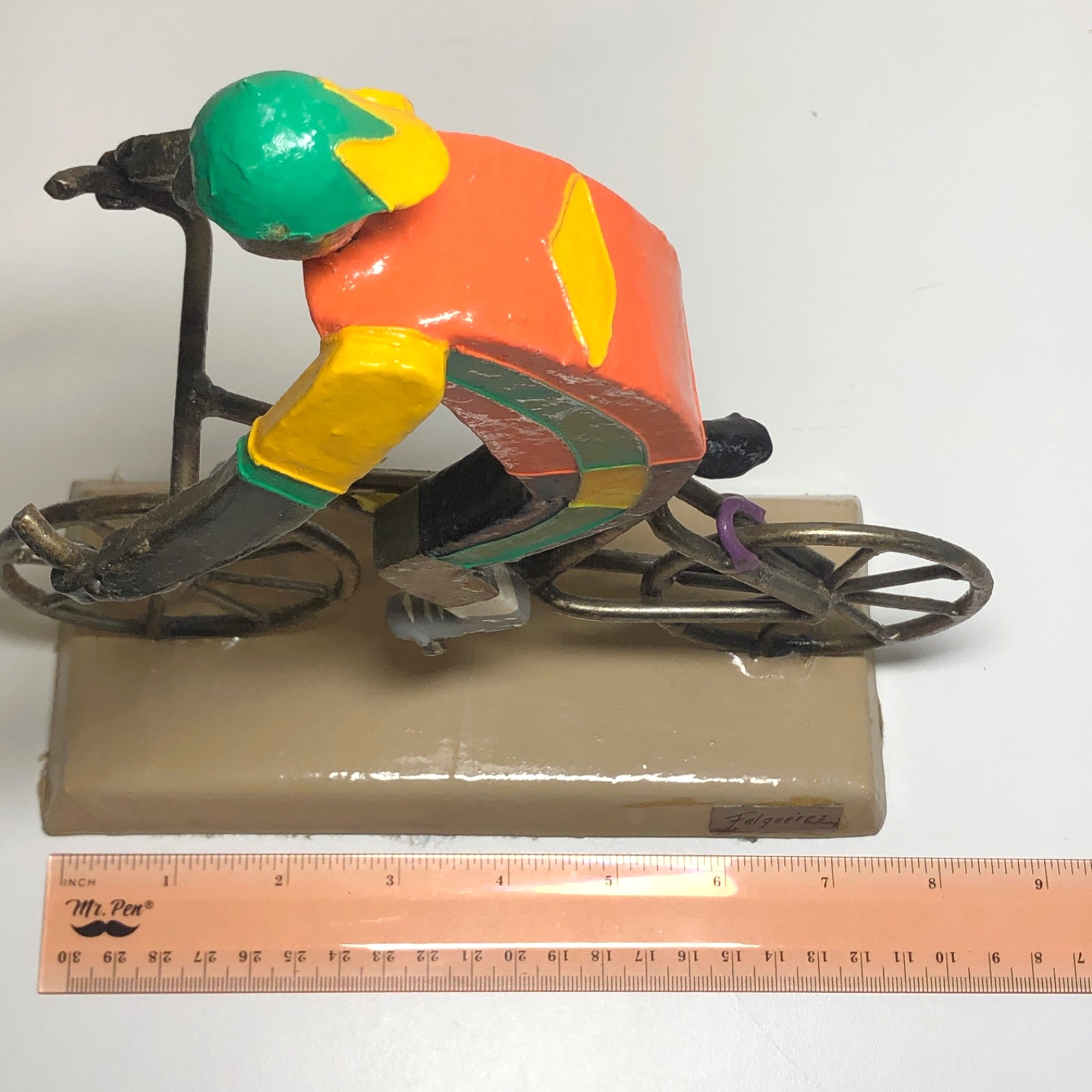 Vintage Manuel Felguérez Metal Art Sculpture Cyclist Bold Color 1960&rsquo;s Abstract