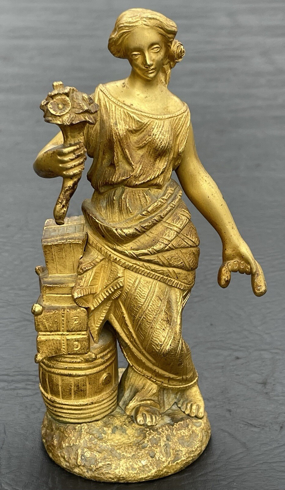 19th Century French Empire Ormolu Gilt Bronze Figural Sculpture Of A Goddess.