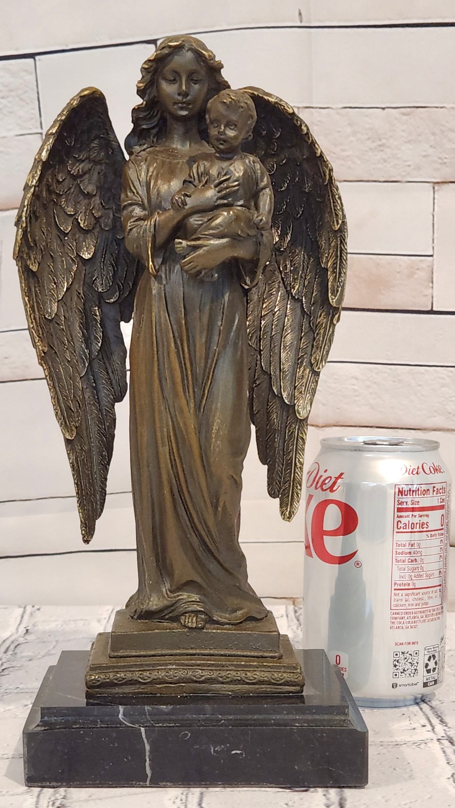 Signed A. Moreau Bronze Protective Angel with Child Sculpture Fine Art Piece