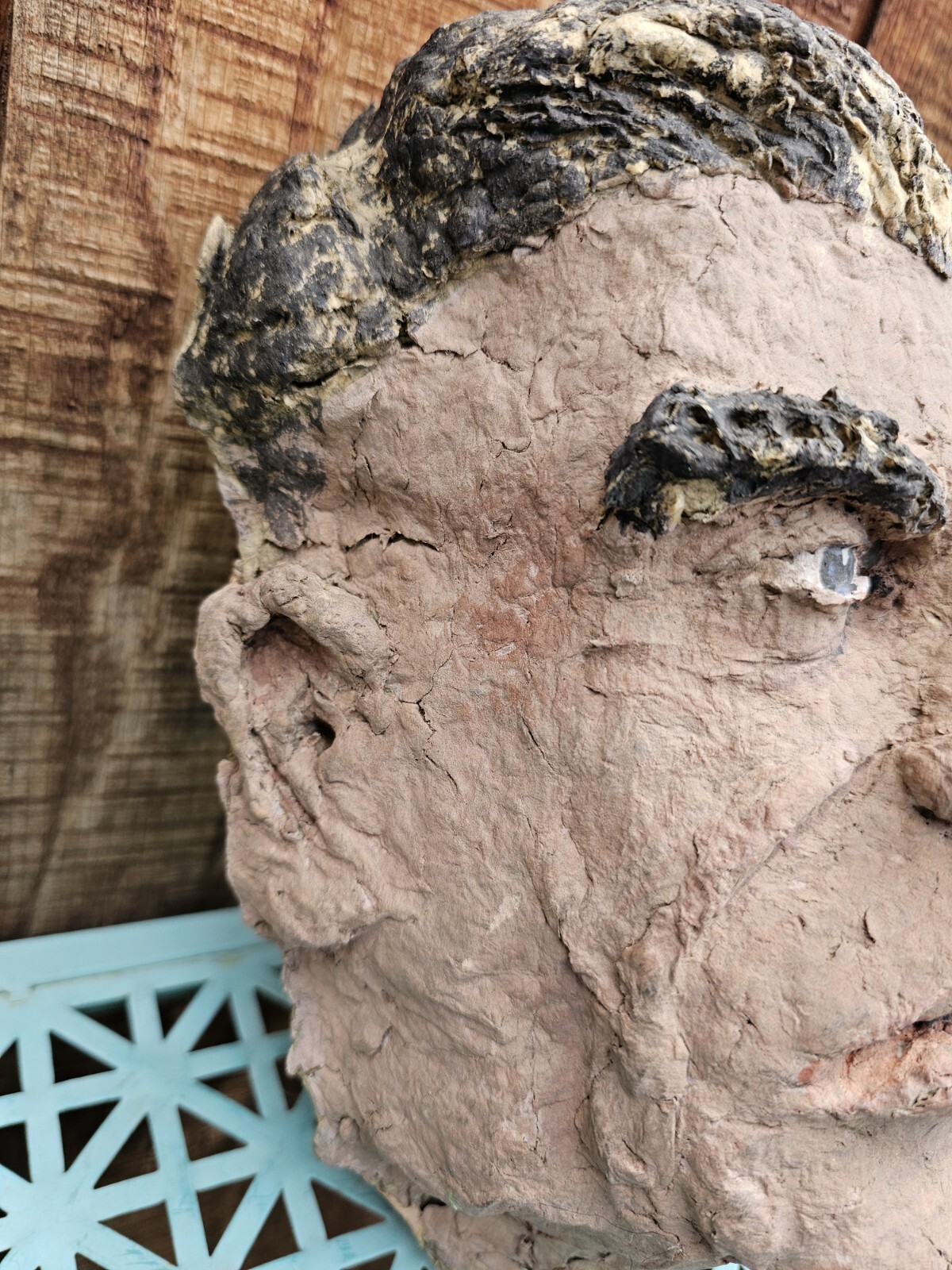 ANTIQUE W.A. SNURE MASK SCULPTURE HANDMADE PAPER MACHE FOLK ART 10&Prime;