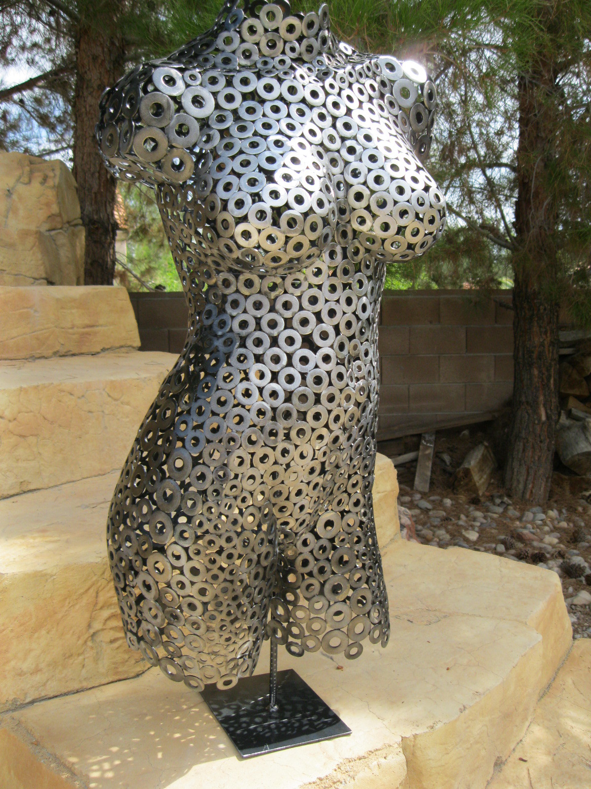 Black Metal Art Sculpture Home Decor female torso by Holly Lentz