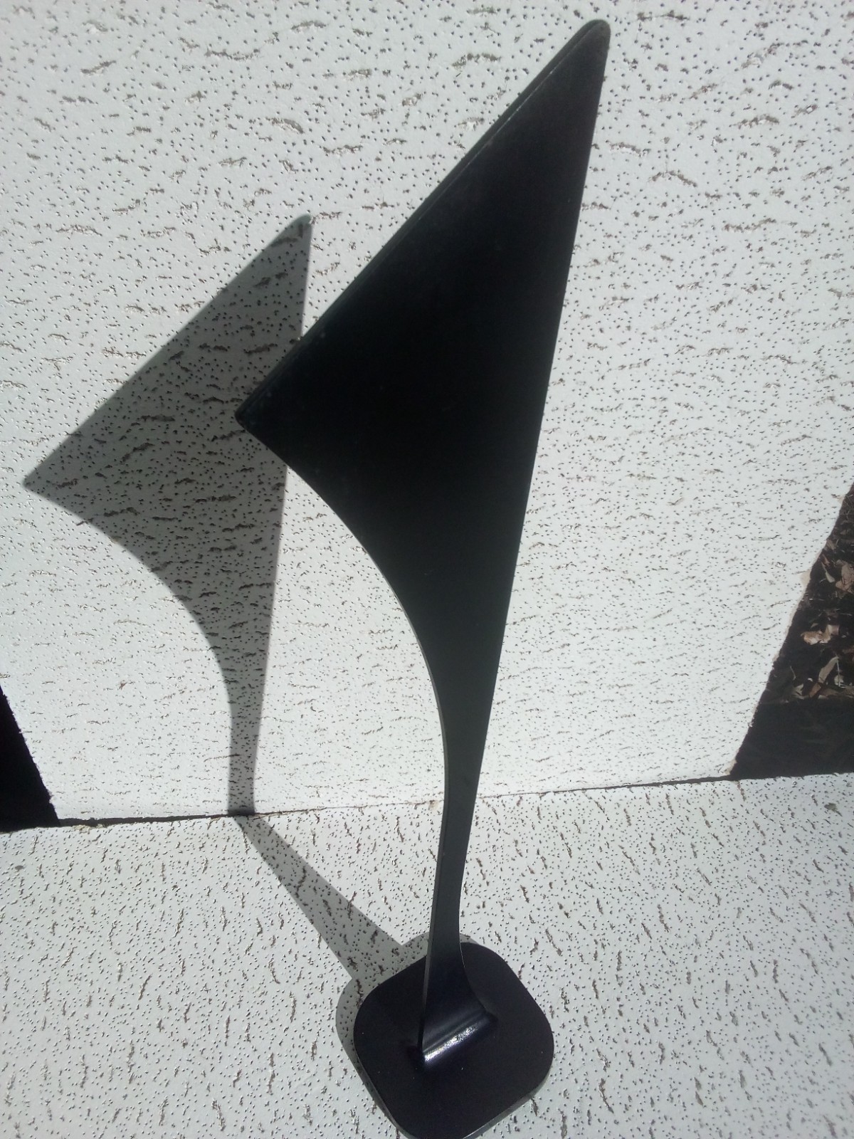Modern Abstract Metal Art Sculpture 24 1/4&Prime; STRENGTH Symbol W/ Base Gloss Black
