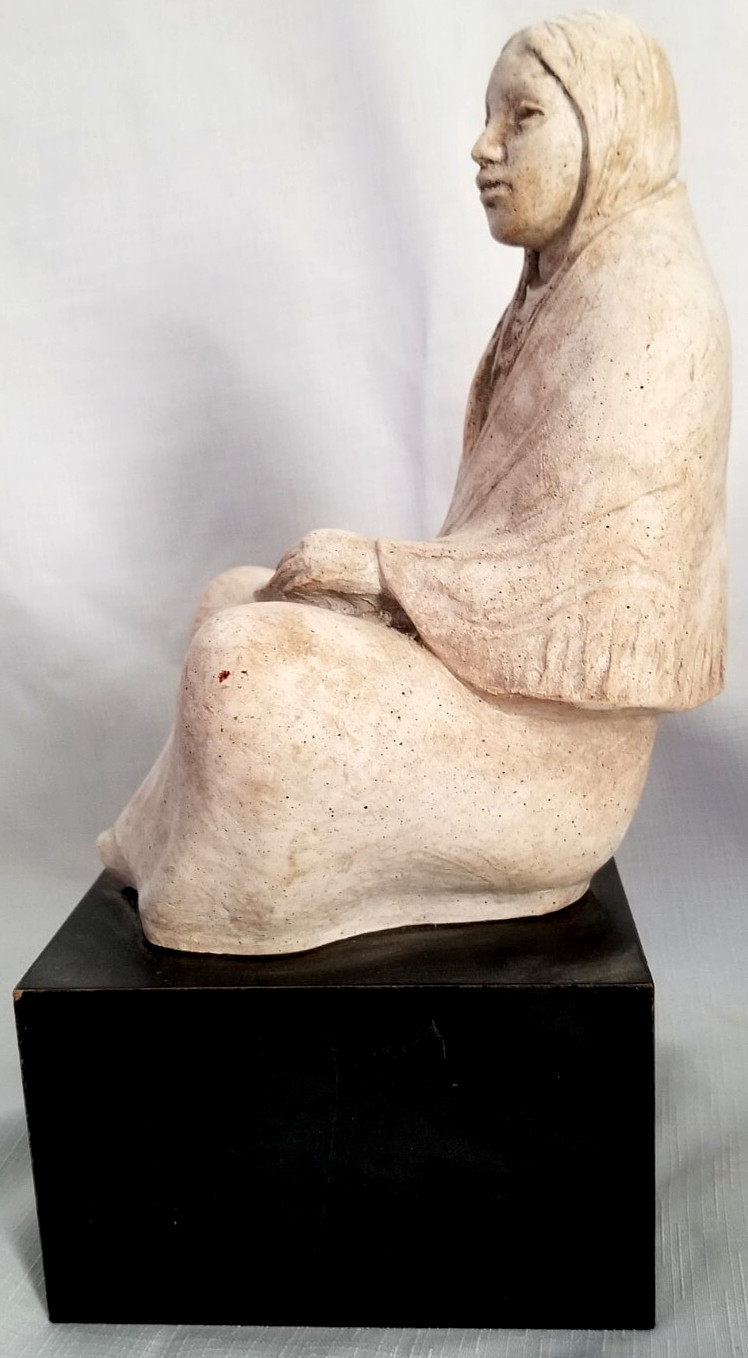 Southwest Art Decor 1983 MADRE TIERRA Marshall Seated Indian Sculpture, AZ,TX,NM