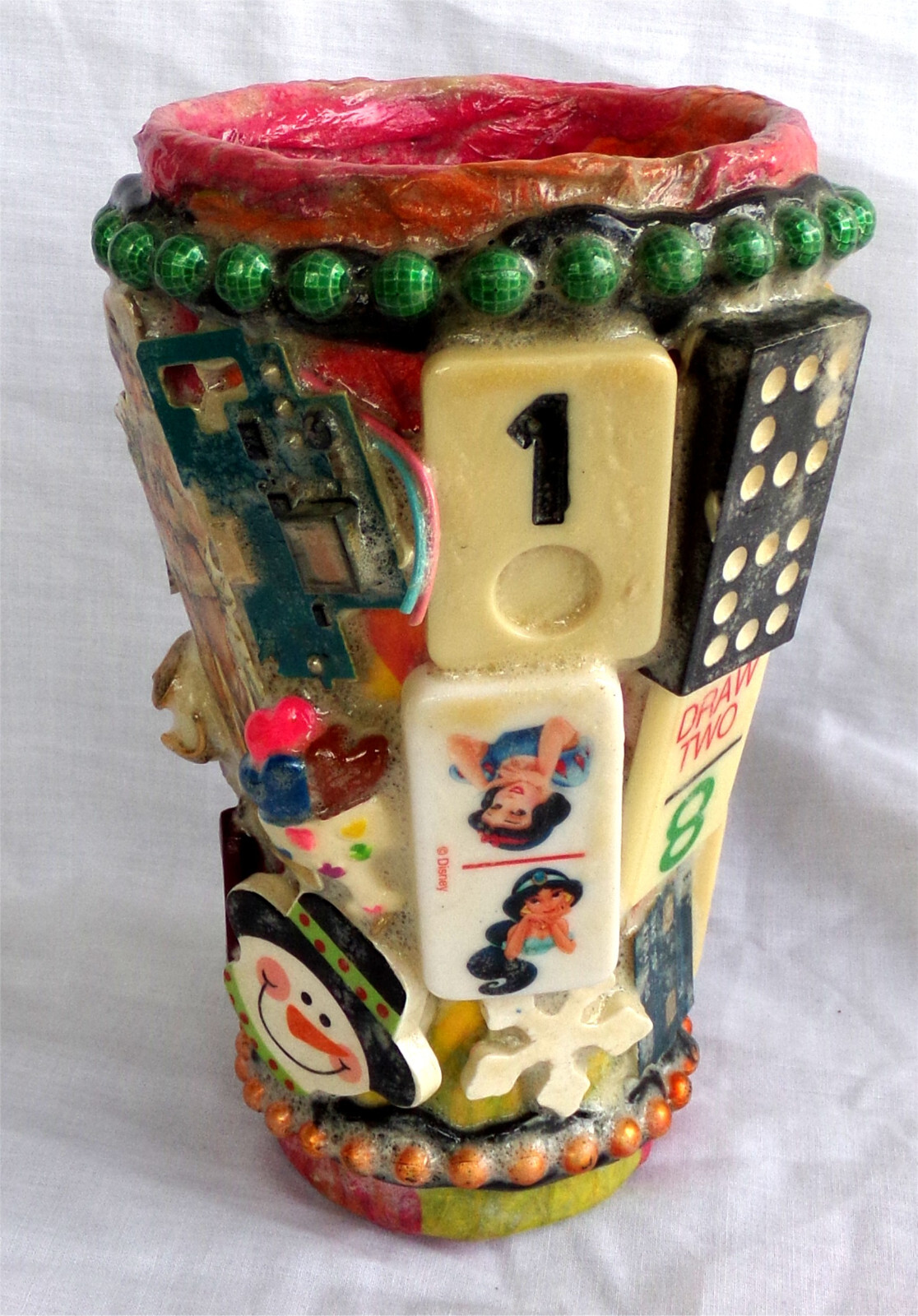 SCULPTURE MOSAIC 1/1 Original Art On Vintage Coke Glass Mixed Media Vase/Jug/Urn