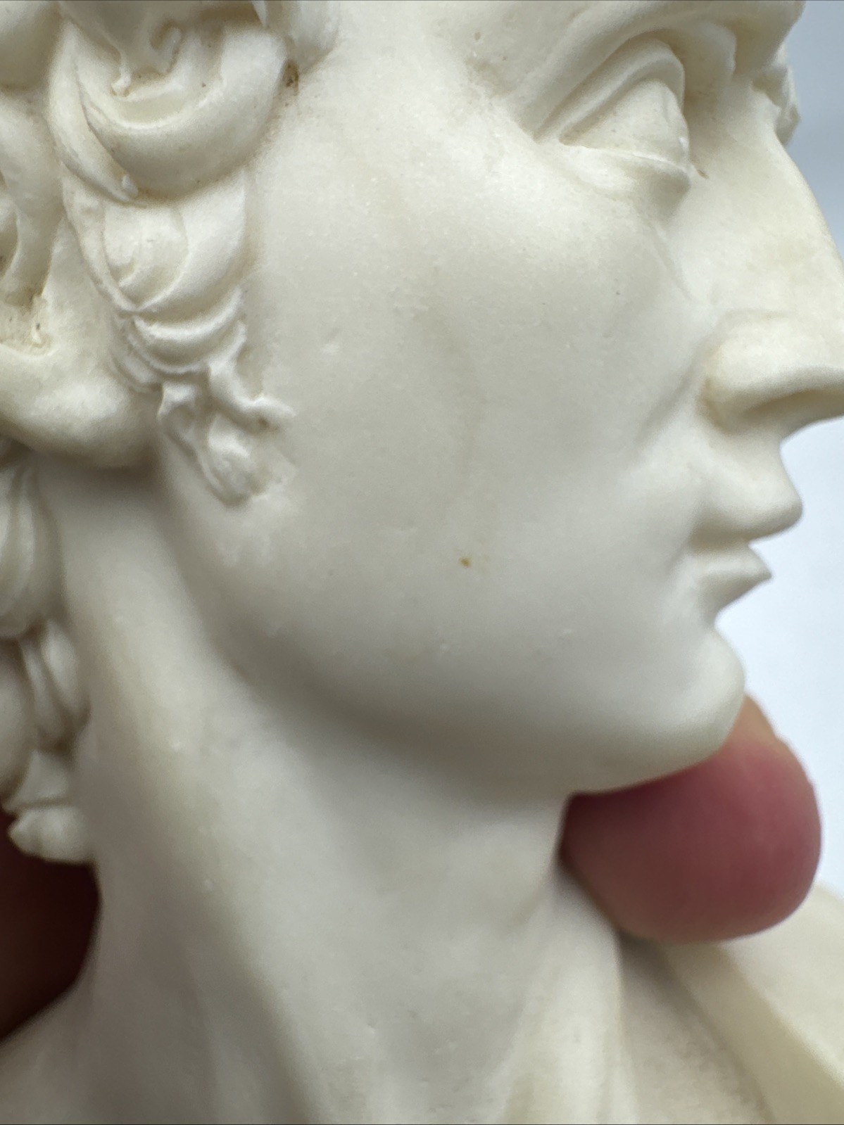 Vintage Michelangelo David Bust Carved Alabaster Marble Base 6,5