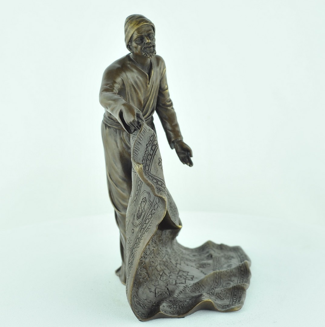 Art Deco Style Statue Sculpture Carpet seller Art Nouveau Style Bronze Signed