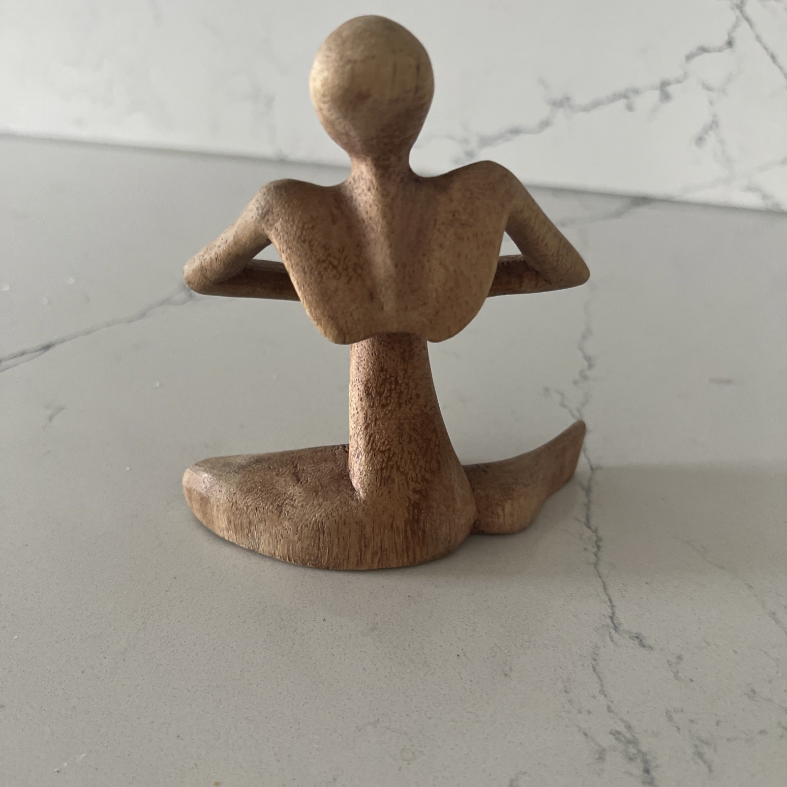 4¿ Wood Praying Yoga Human Sculpture