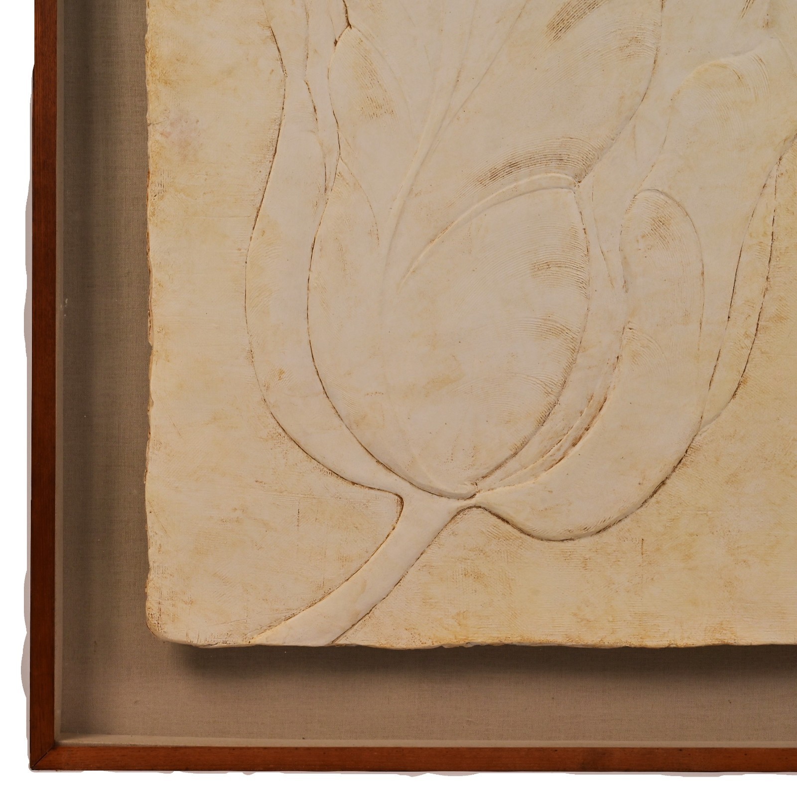 BRIONI Original Vintage Signed Bas Relief Plaster Wall Sculpture Floral Painting