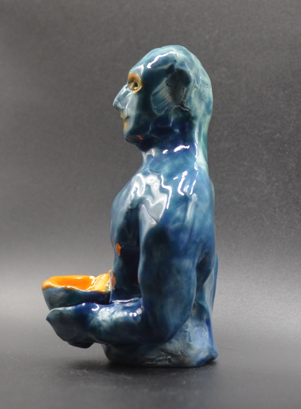 « Stoic and Orange Wine » -Experimental Original Clay Sculpture. Hand made &glazed