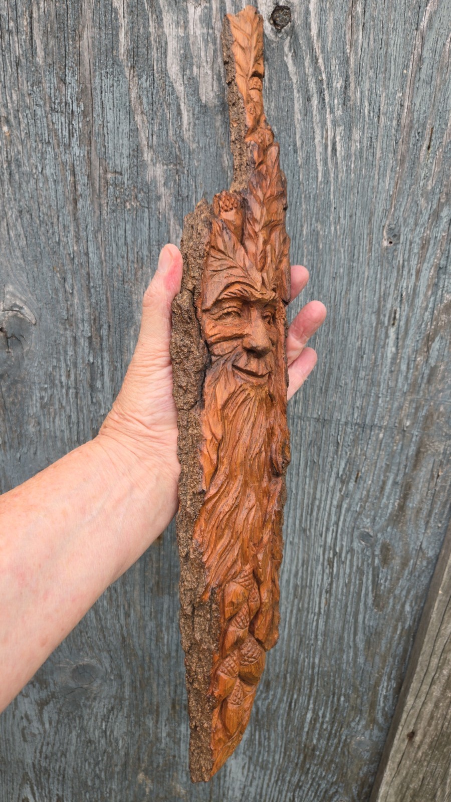 Wood Spirit Tree Spirit Greenman Wood Carving Sculpture Original One Of A Kind
