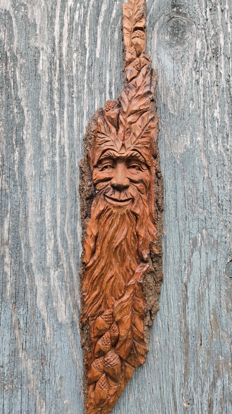 Wood Spirit Tree Spirit Greenman Wood Carving Sculpture Original One Of A Kind