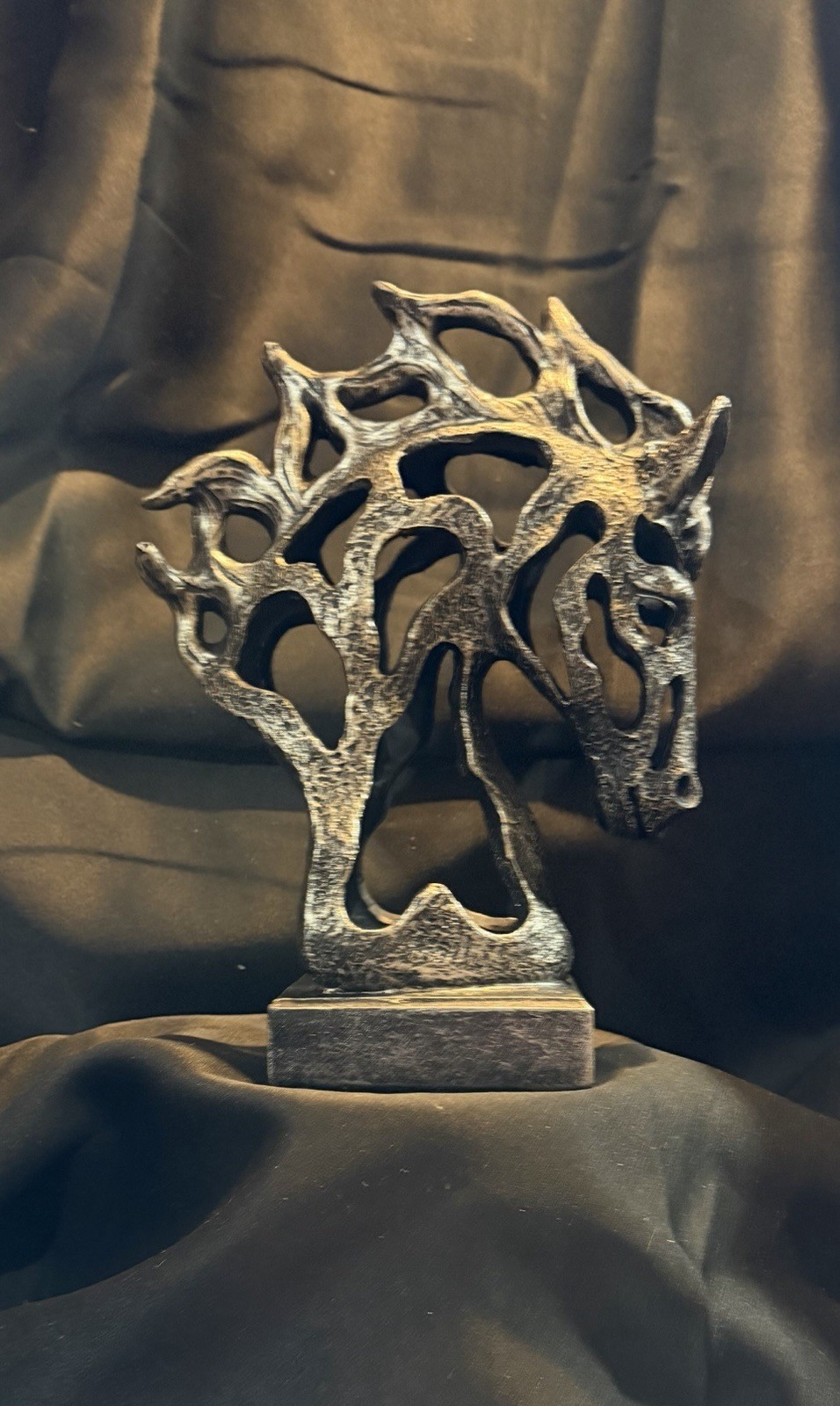 Horse Bust Steel-Like Sculpture on Base 10”H Beautiful Modern Contemporary Art!