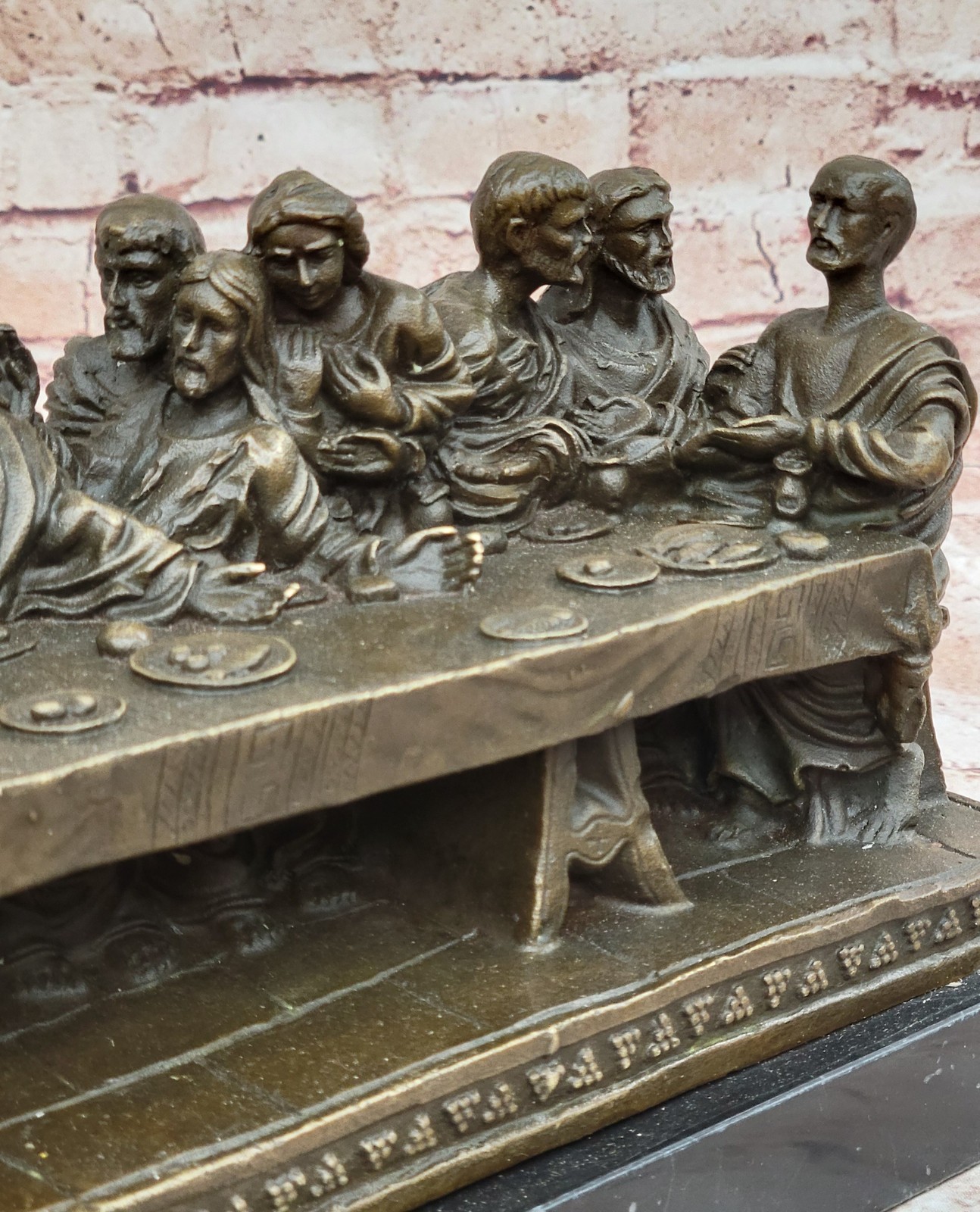 Vintage rare large hand made bronze religious last supper from church Sculpture