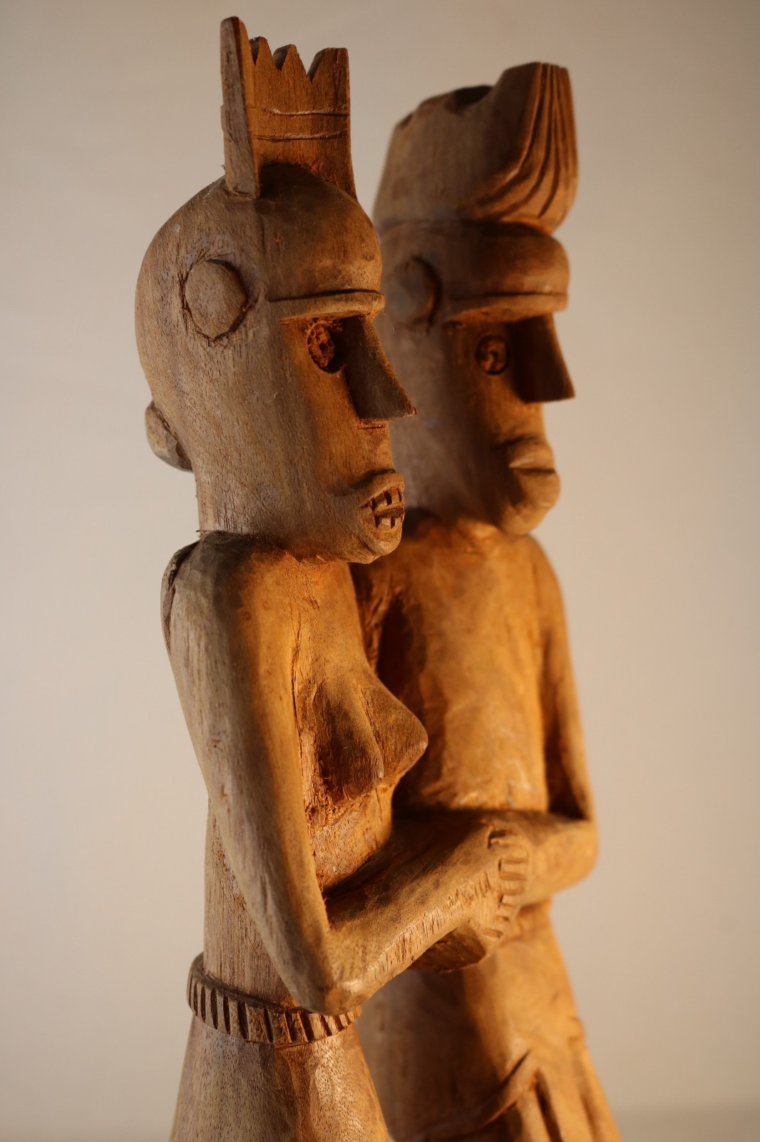 RARE 12” One Piece Wood Carving Atauro Style Unity Couple Tribal Ancestor Art