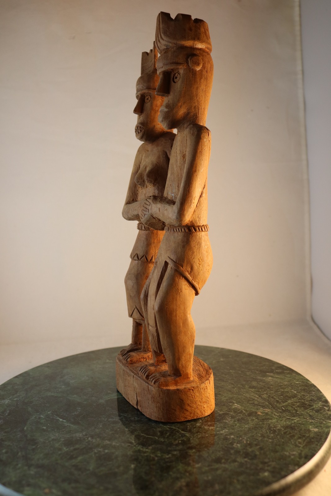 RARE 12” One Piece Wood Carving Atauro Style Unity Couple Tribal Ancestor Art
