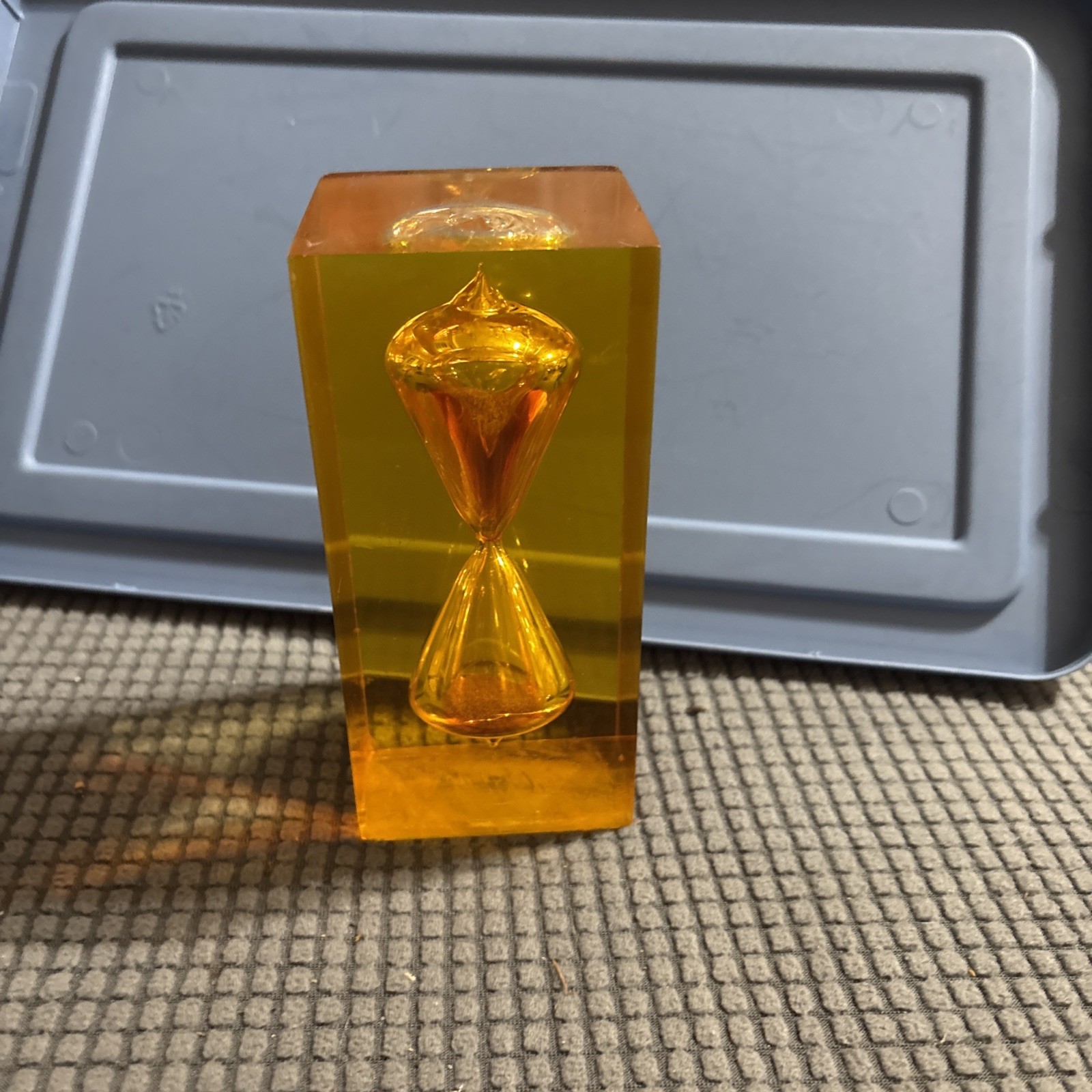 Vintage Lucite 5 min Hourglass Sculpture Style of Charles Hollis Jones 1970s