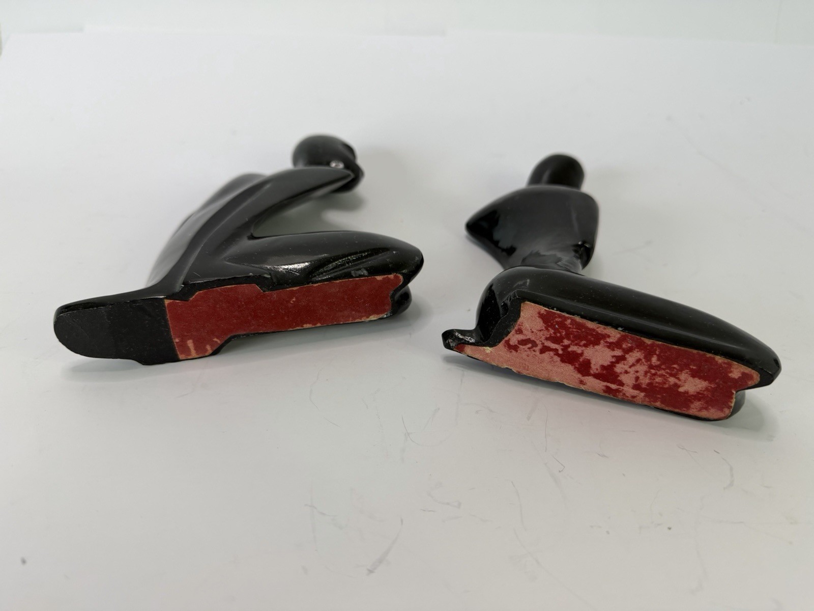 Vintage 1960s 1970s Black Stone Abstract Sculptures MCM Kneeling Couple Figures