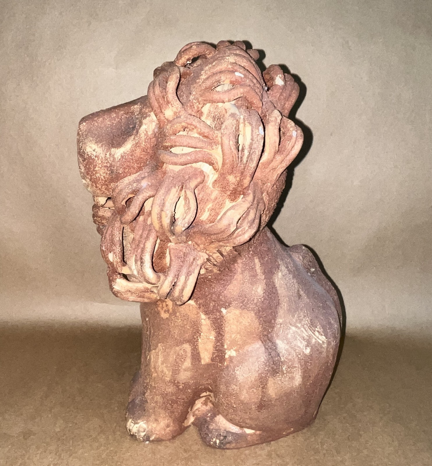 Vintage 1960 Aldo Londi Bitossi Italian Pottery Lion MCM Sculpture Figure