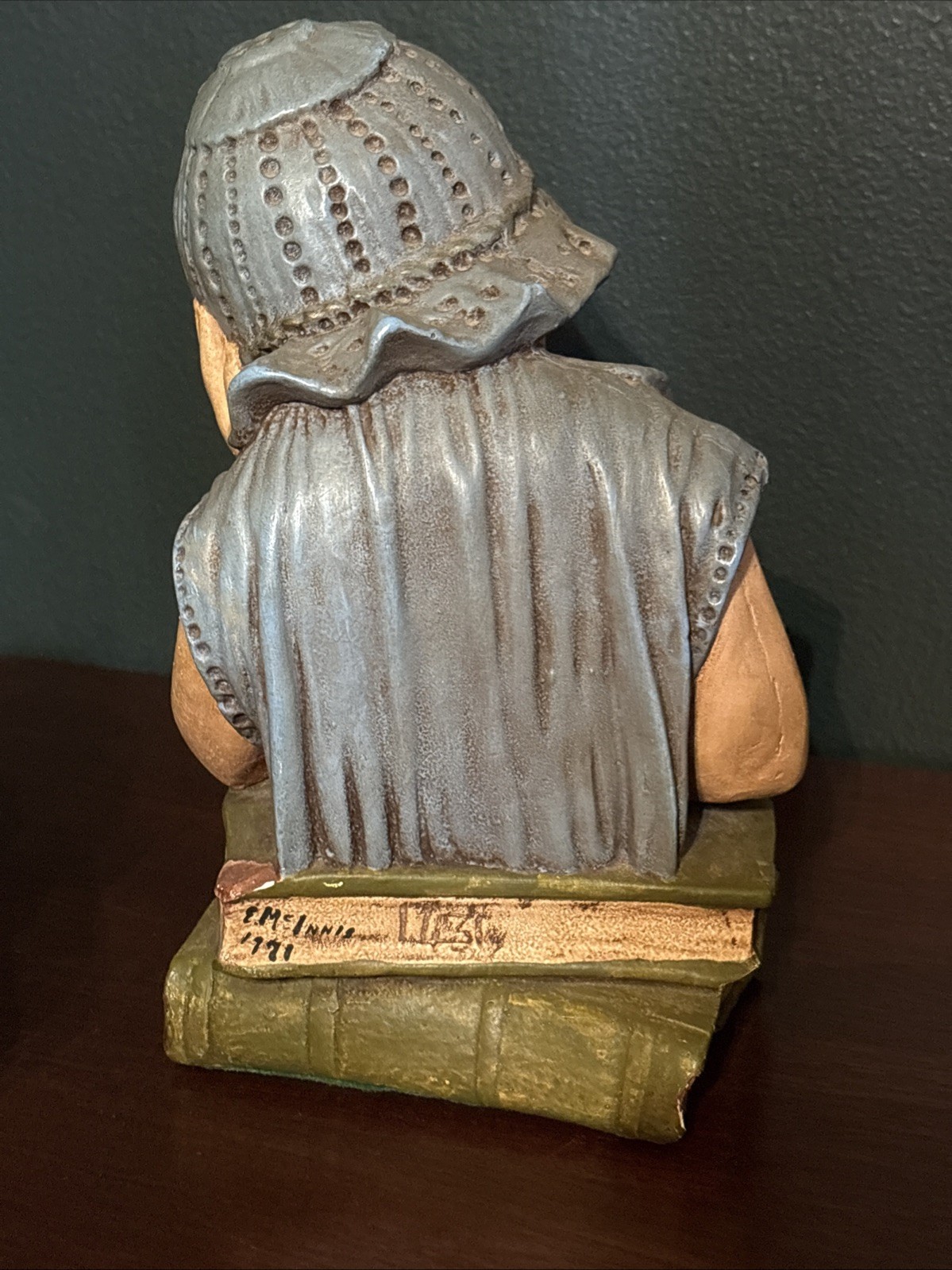 Vintage Victorian Girl Reading Book Beautiful & Colorful Statue Sculpture Art