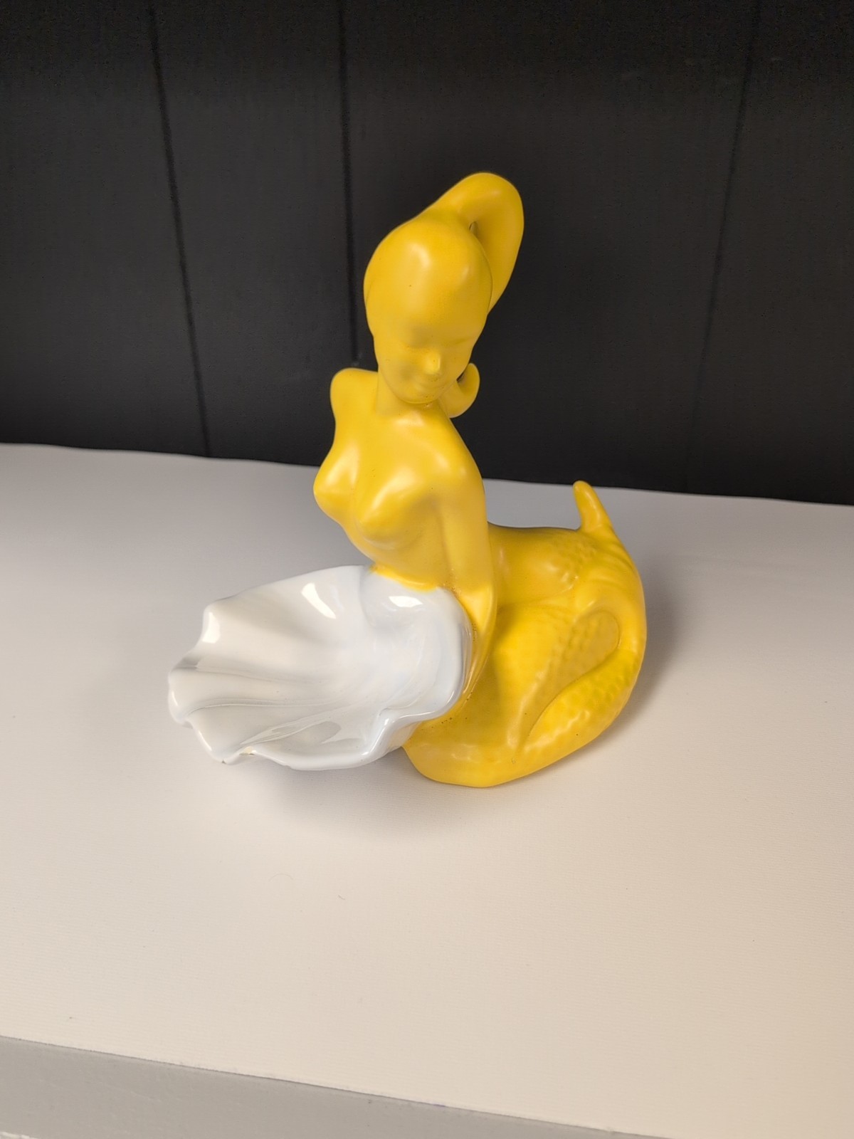 Vintage 1970s Mermaid Glazed Ceramic Trinket Dish Soap Holder MCM Style Retro
