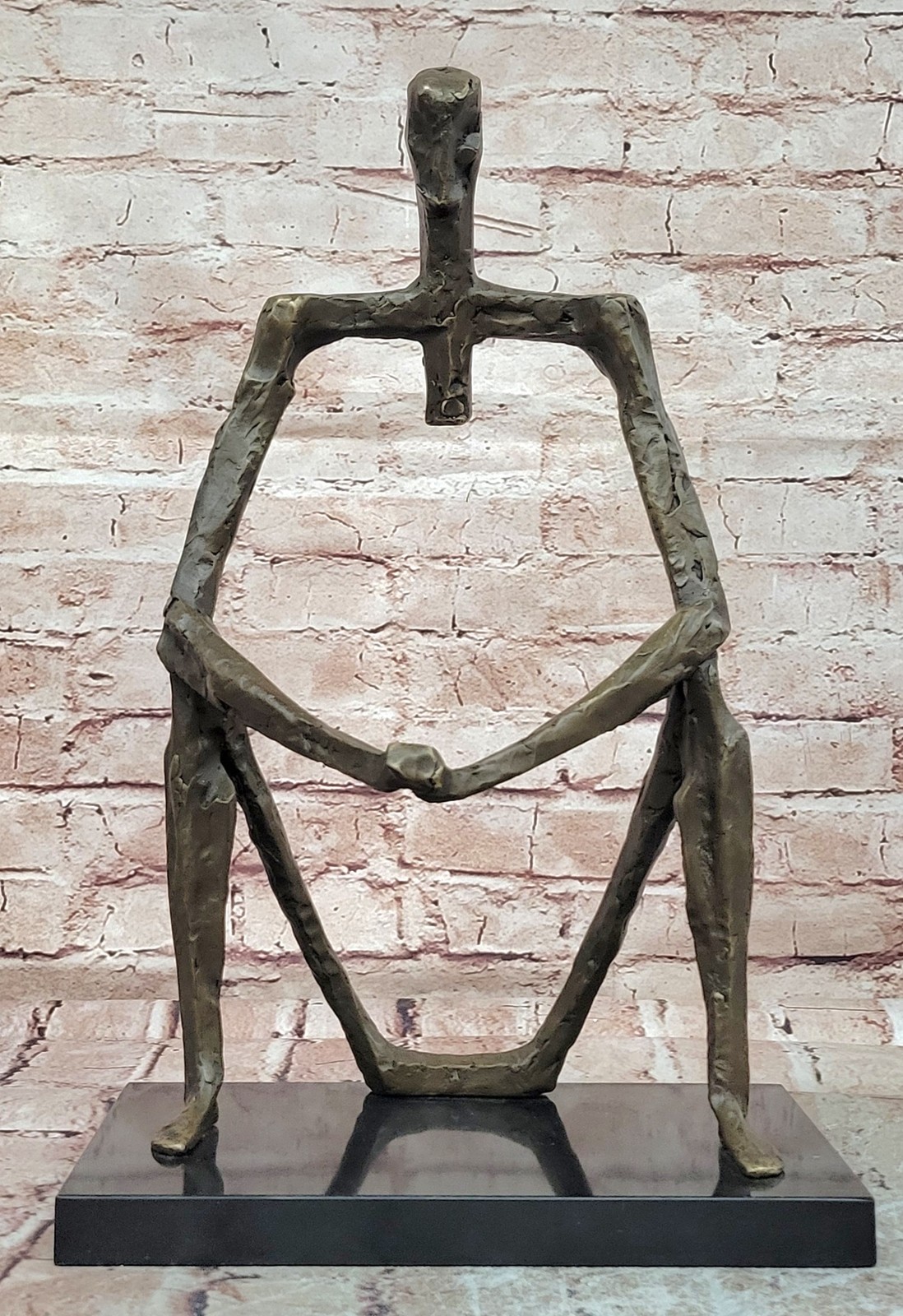 Giacometti Inspired Bronze Male Statue Signed Juno Abstract Art Sculpture