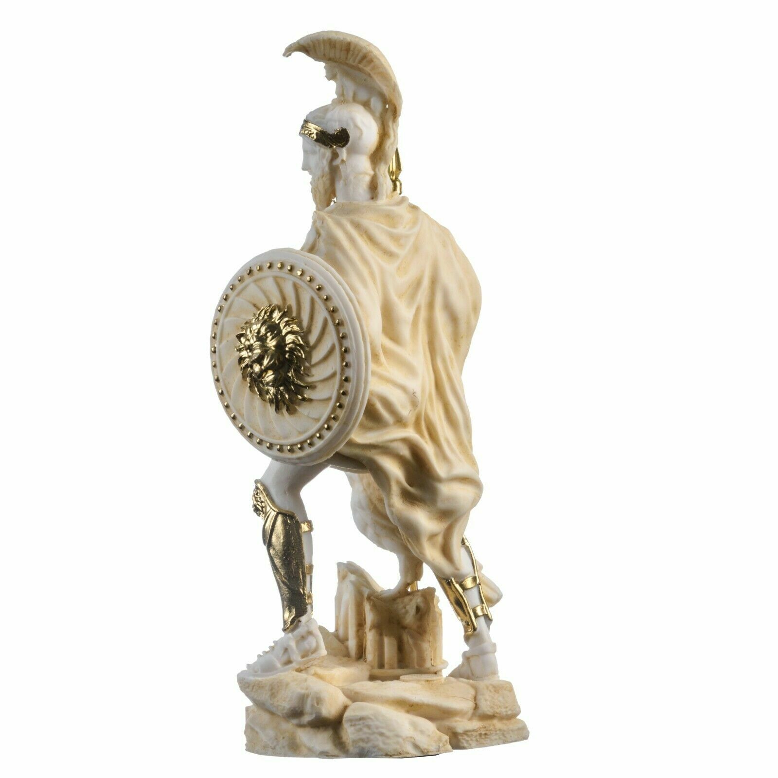Ares Mars God of War Zeus Son Roman Statue Alabaster Gold Tone 9.84&Prime;