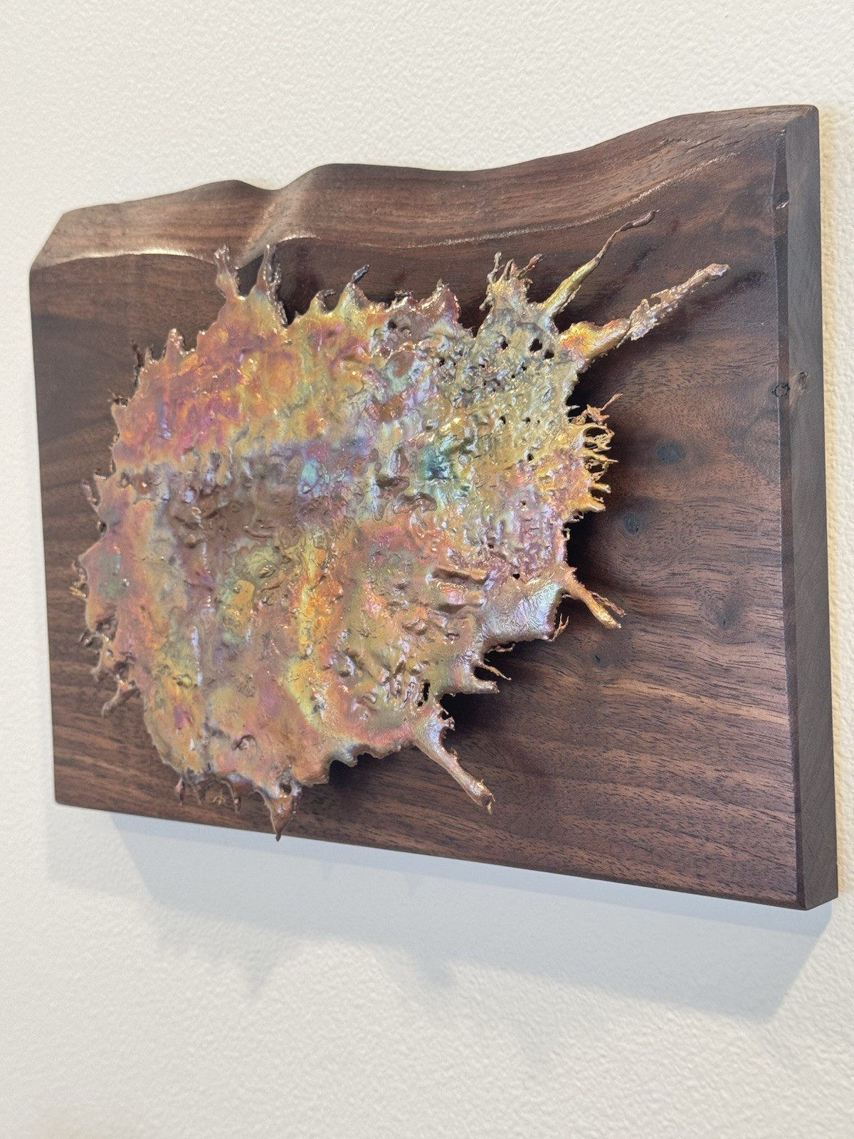 Aurora Hand Poured Copper Wall Art on Live Edge Walnut | Made in USA | VRC