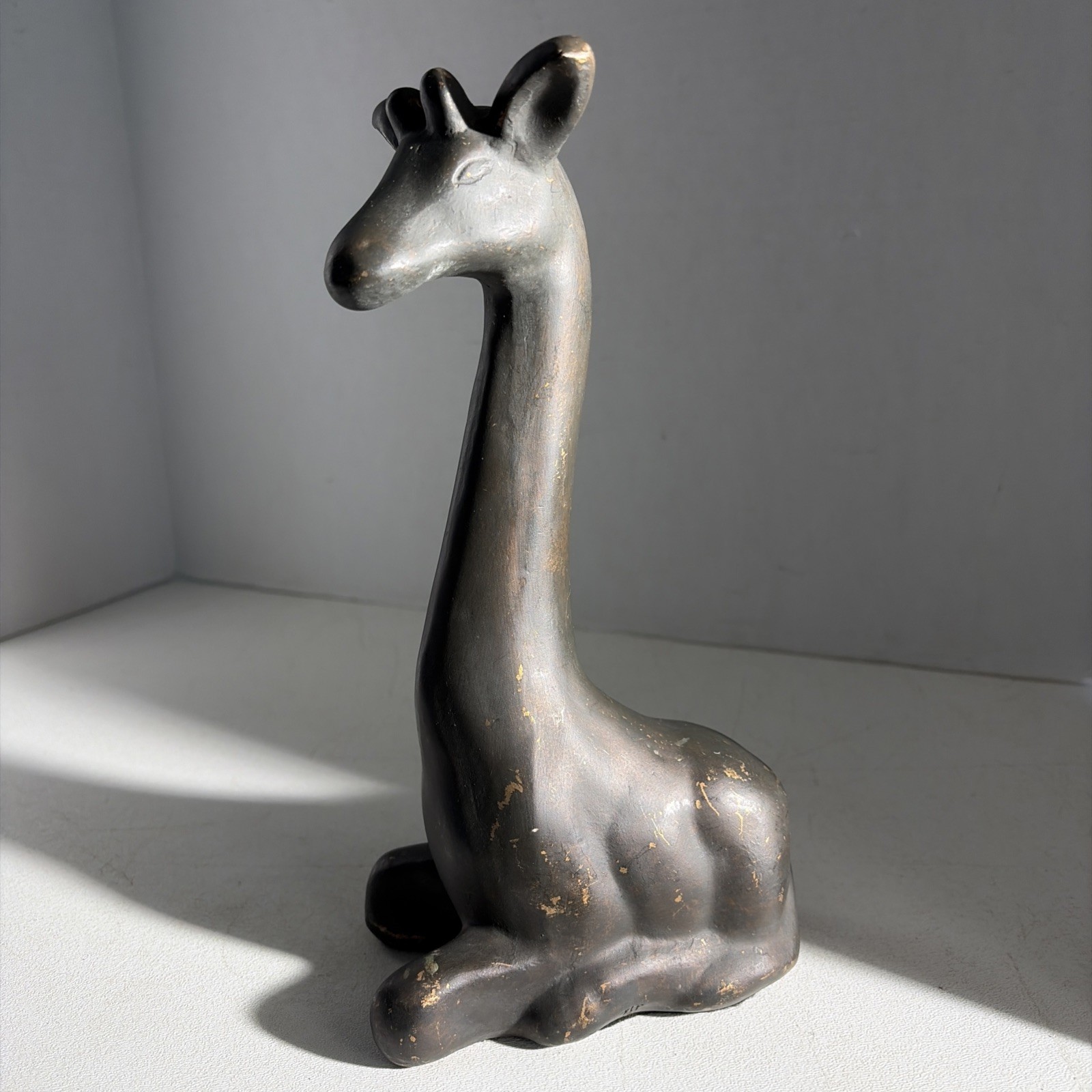 Vintage Mid Century Modern Style Resin Giraffe Art Sculpture Figurine Brown Gold