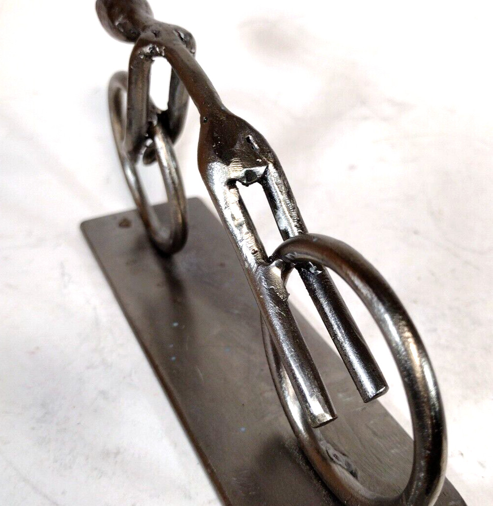 Handcrafted Cyclist Welded Steel Sculpture Modern Art « One With » Artist Signed