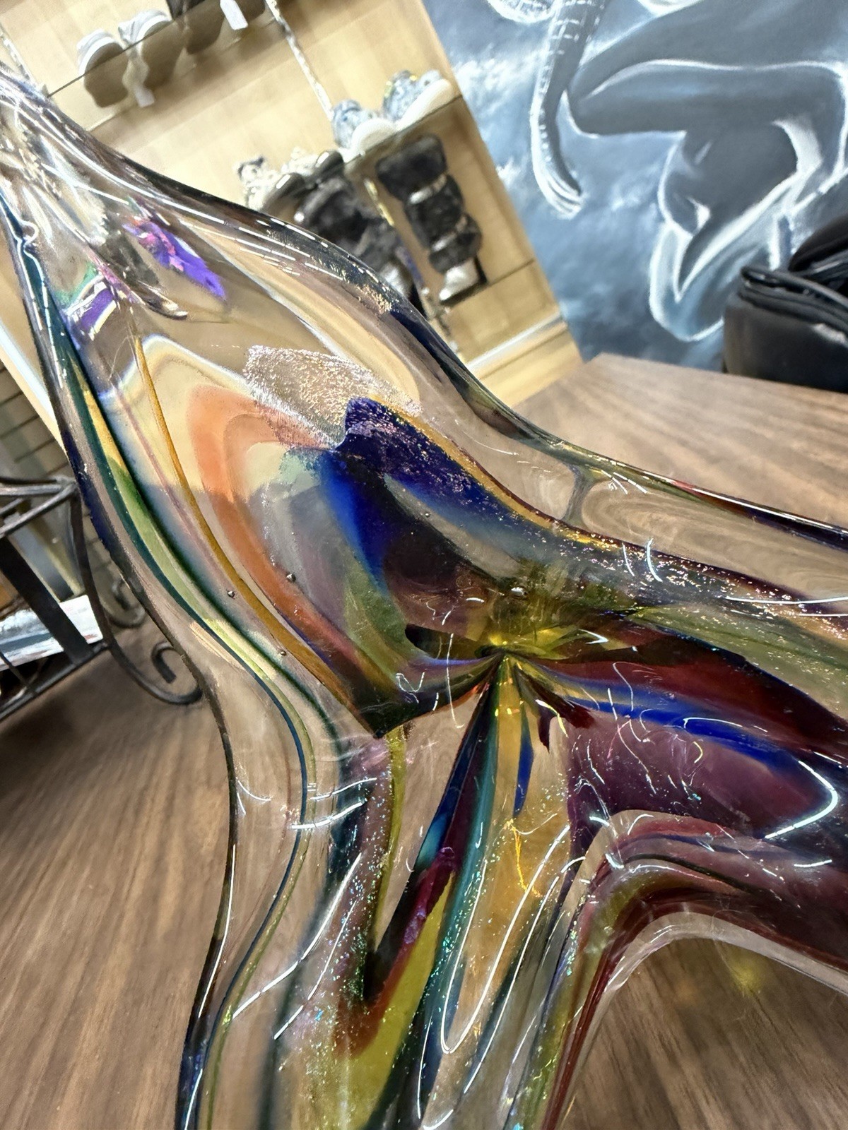 David Goldhagen Handblown Colored Flower Sculpture 15in