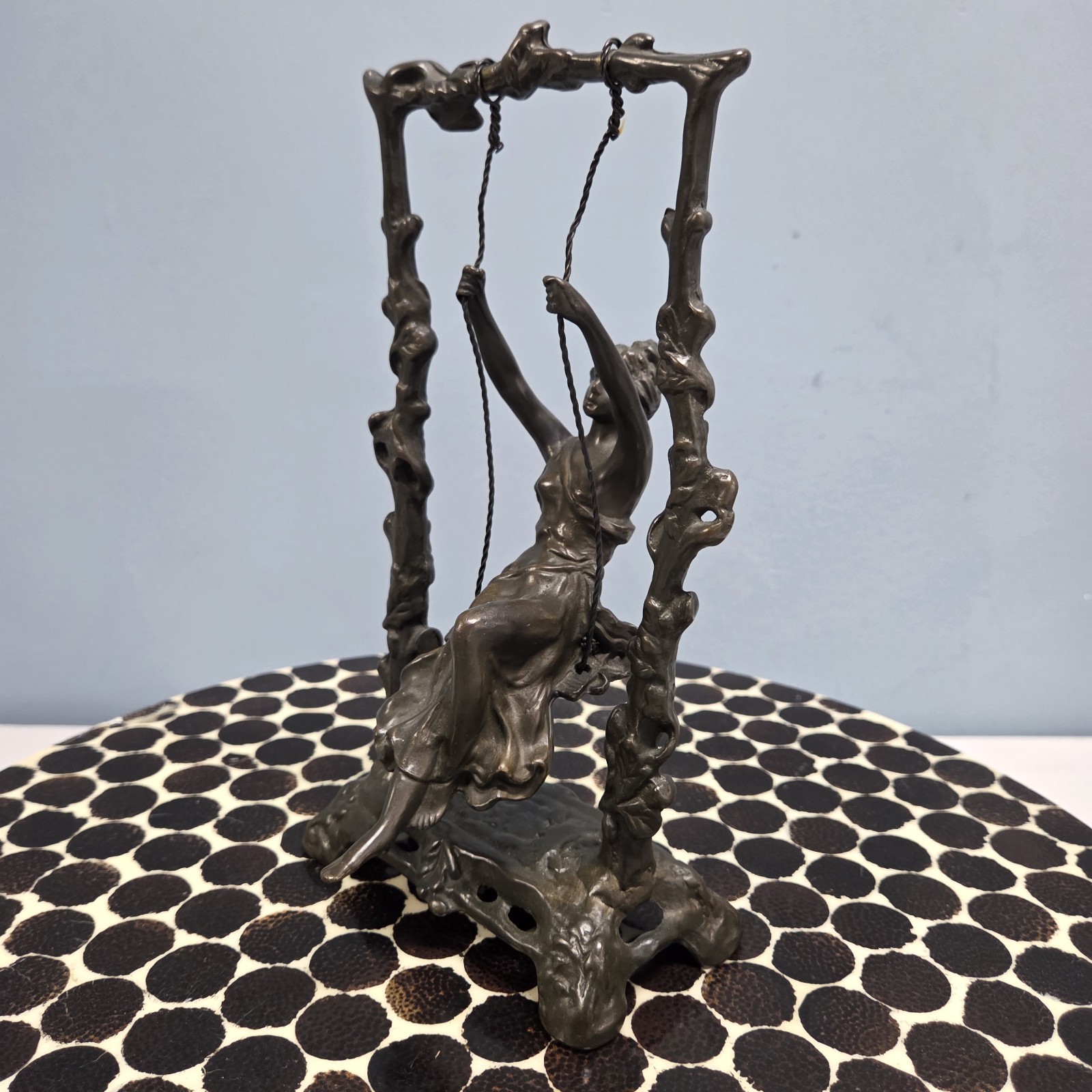 Vtg Art Nouveau Auguste Moreau Lady Girl On A Swing Bronze. Very Nice Casting!